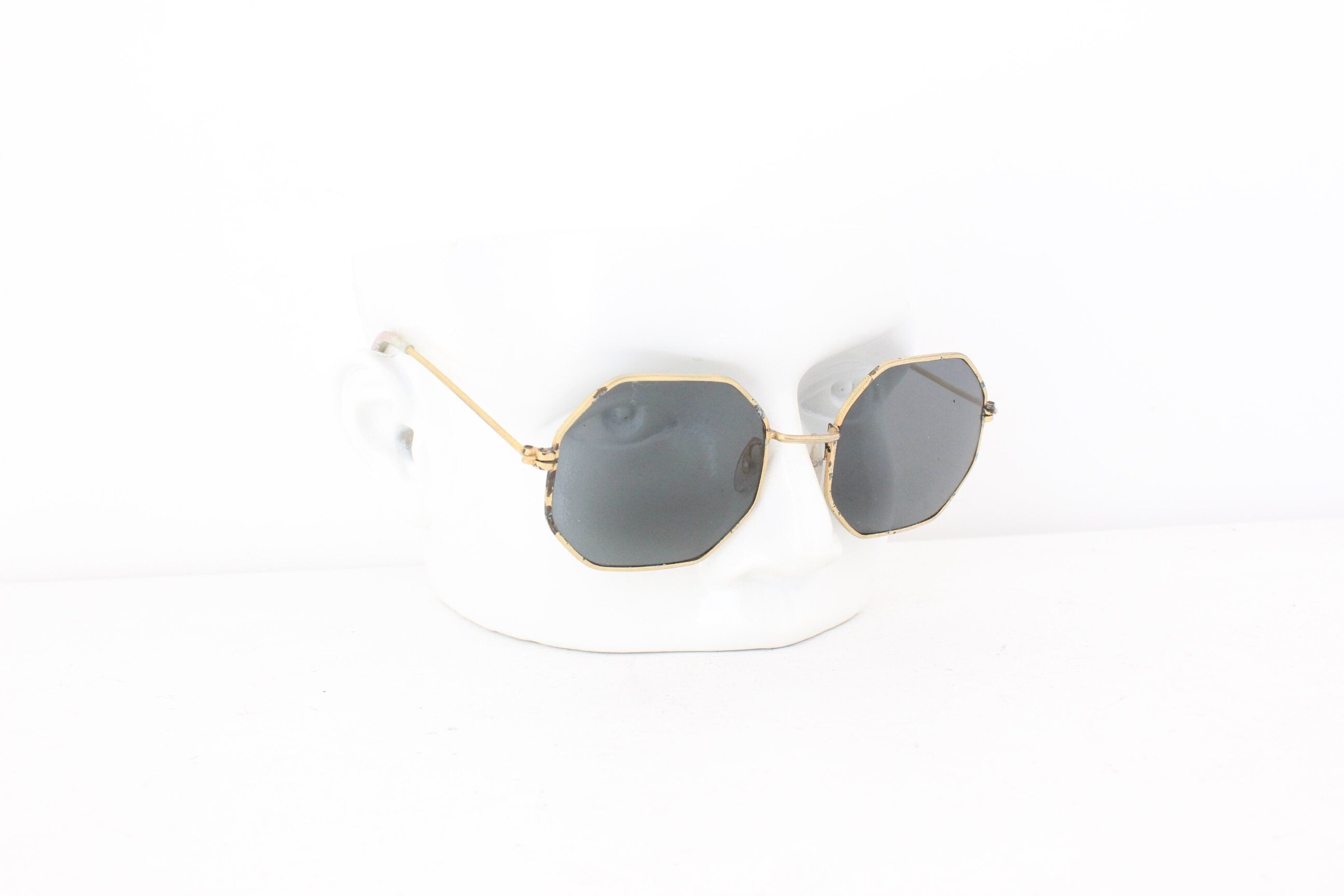 70s Matte Gold Hexagonal Sunglasses