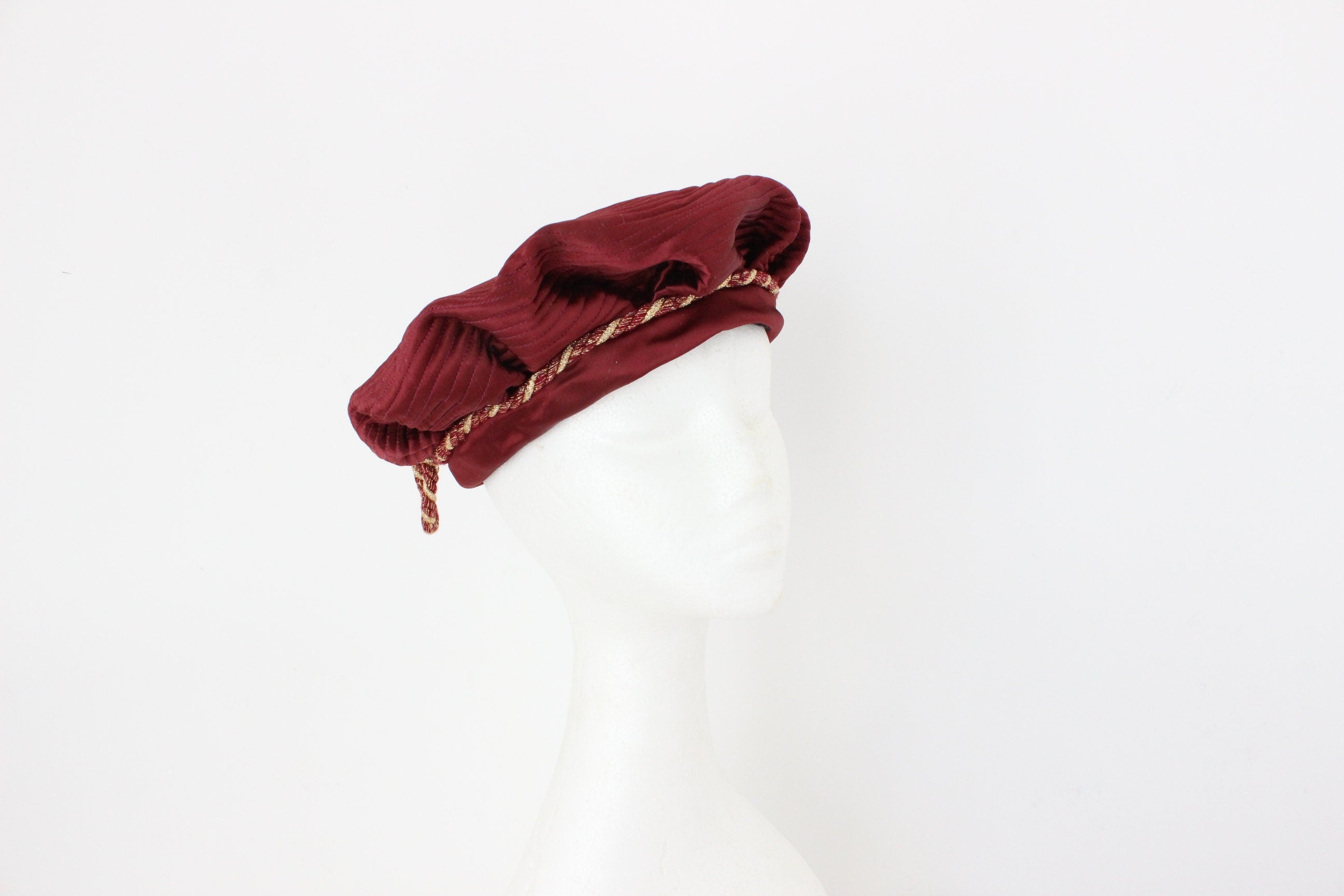 80s Bespoke Quilted Renaissance Artist Beret