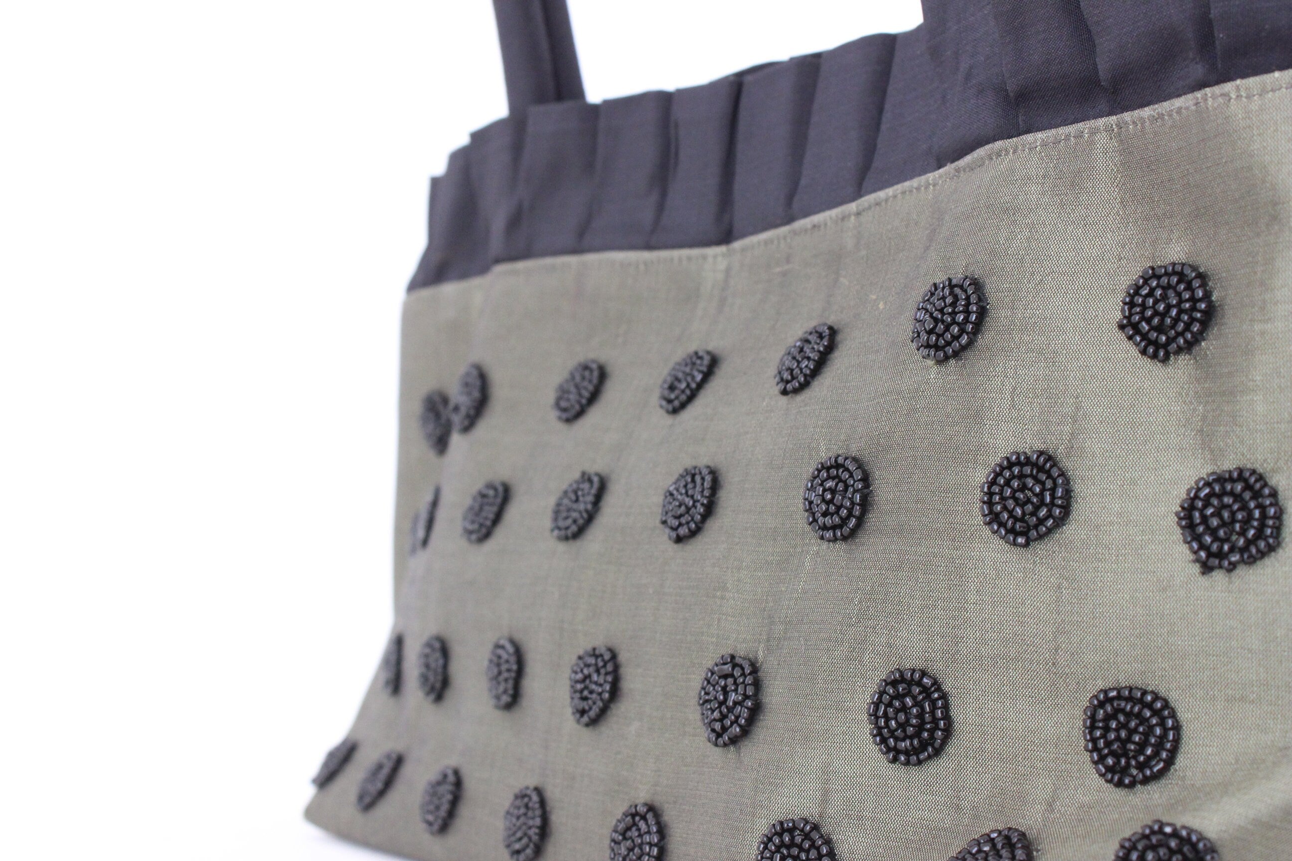 Y2K SILK Beaded Polka Dot & Ruffle Handbag