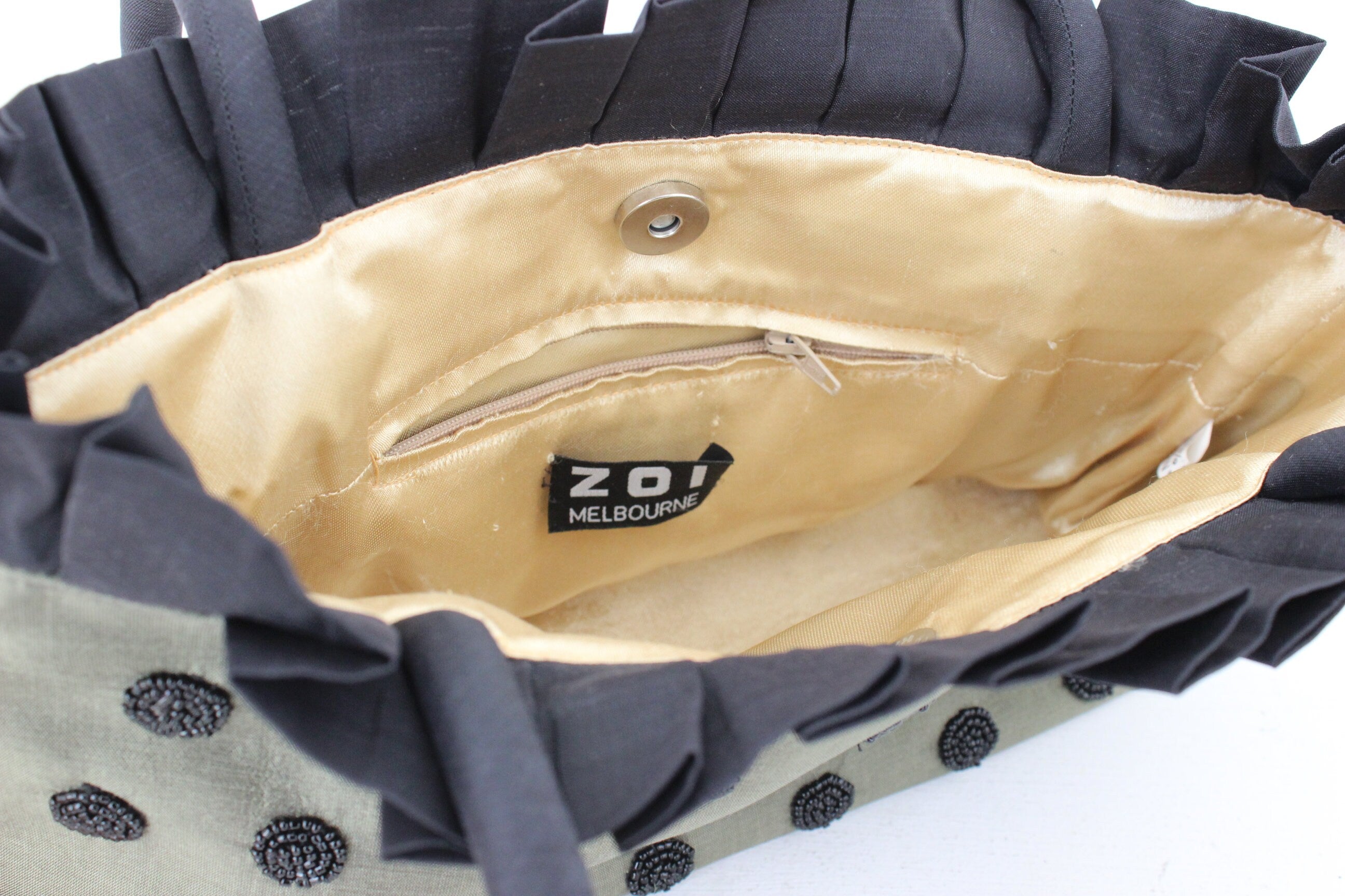 Y2K SILK Beaded Polka Dot & Ruffle Handbag