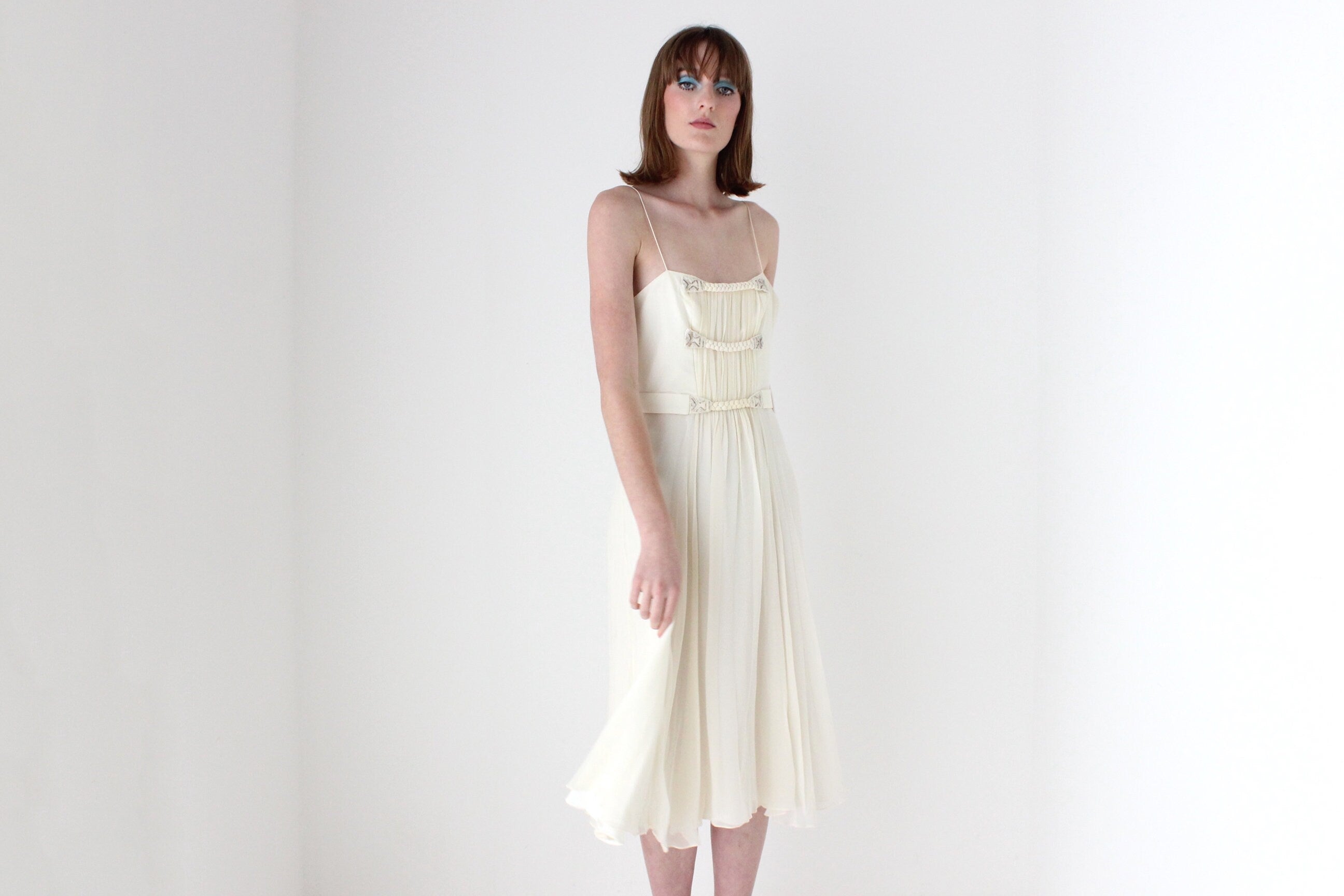 90s Lisa Ho Pure Silk Chiffon Spaghetti Strap Dress