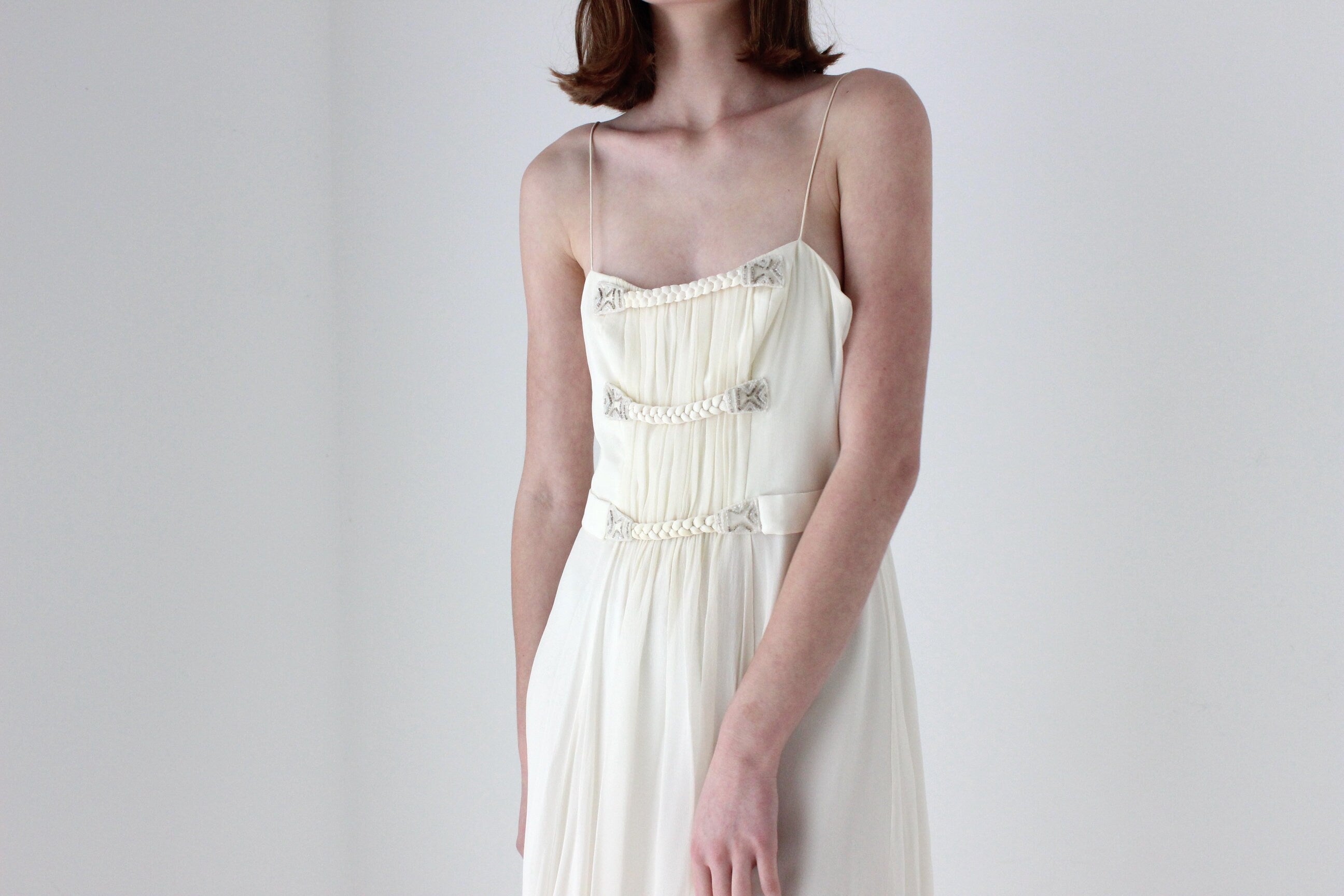 90s Lisa Ho Pure Silk Chiffon Spaghetti Strap Dress