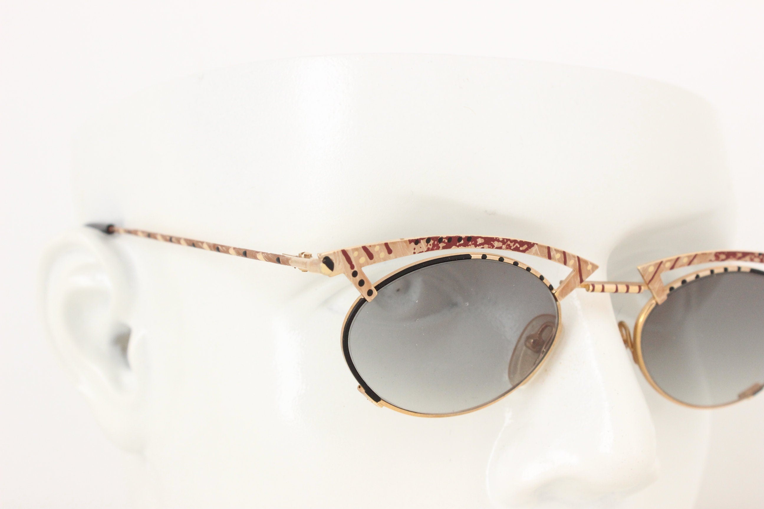 Phenomenal 1990s Work of Art, Hand Painted Italian Sunglasses by Bajazzo Lunettes