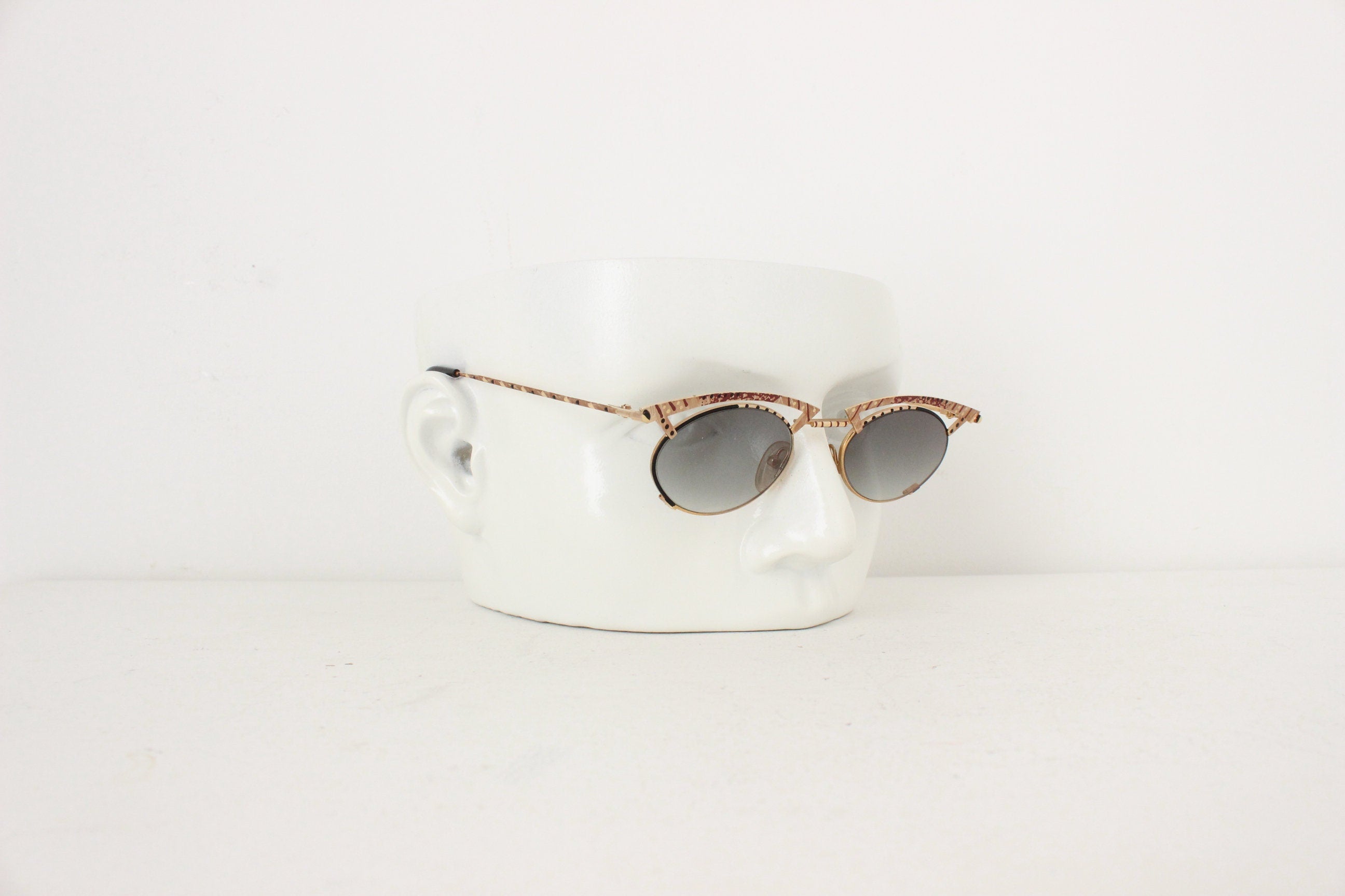 Phenomenal 1990s Work of Art, Hand Painted Italian Sunglasses by Bajazzo Lunettes