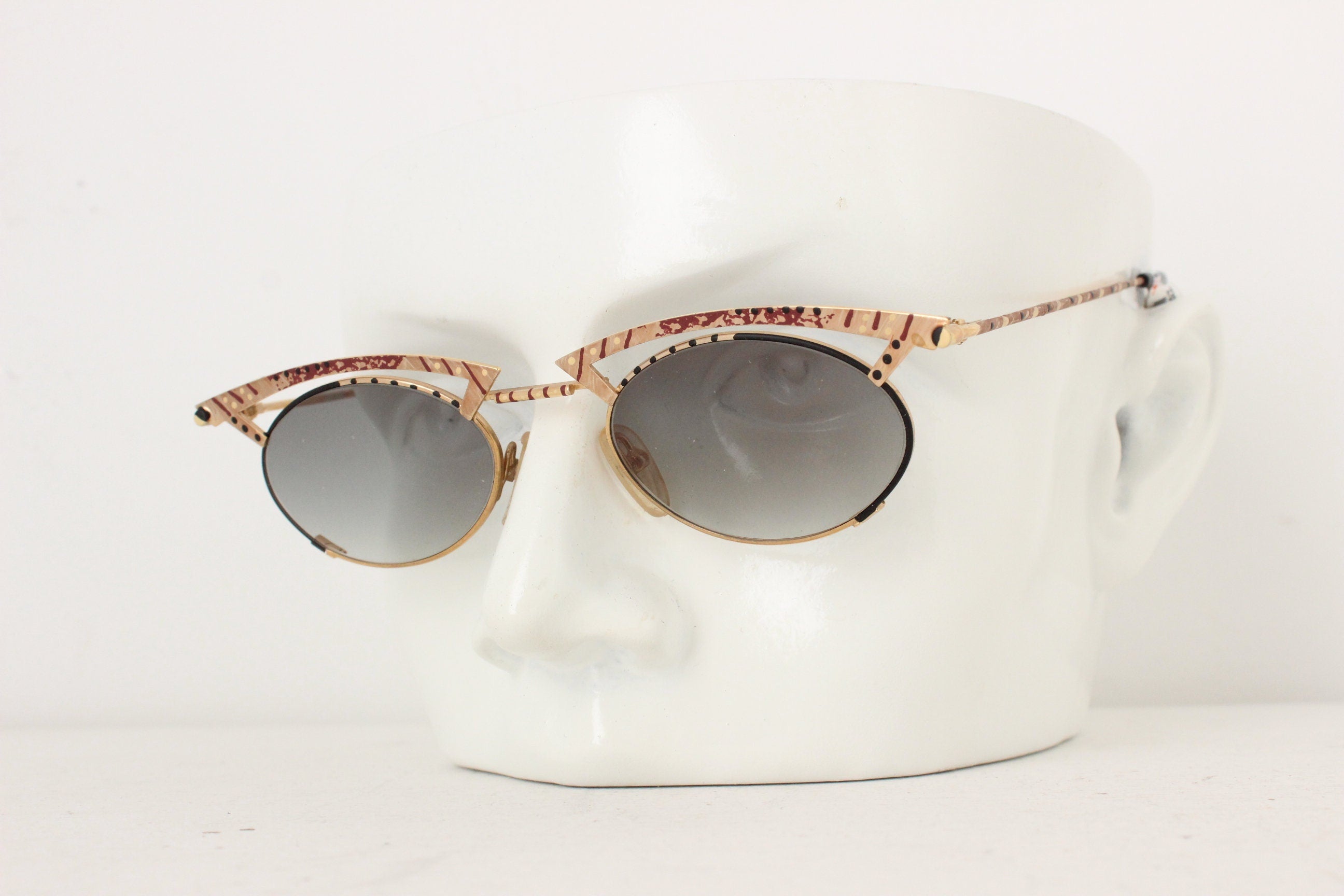 Phenomenal 1990s Work of Art, Hand Painted Italian Sunglasses by Bajazzo Lunettes