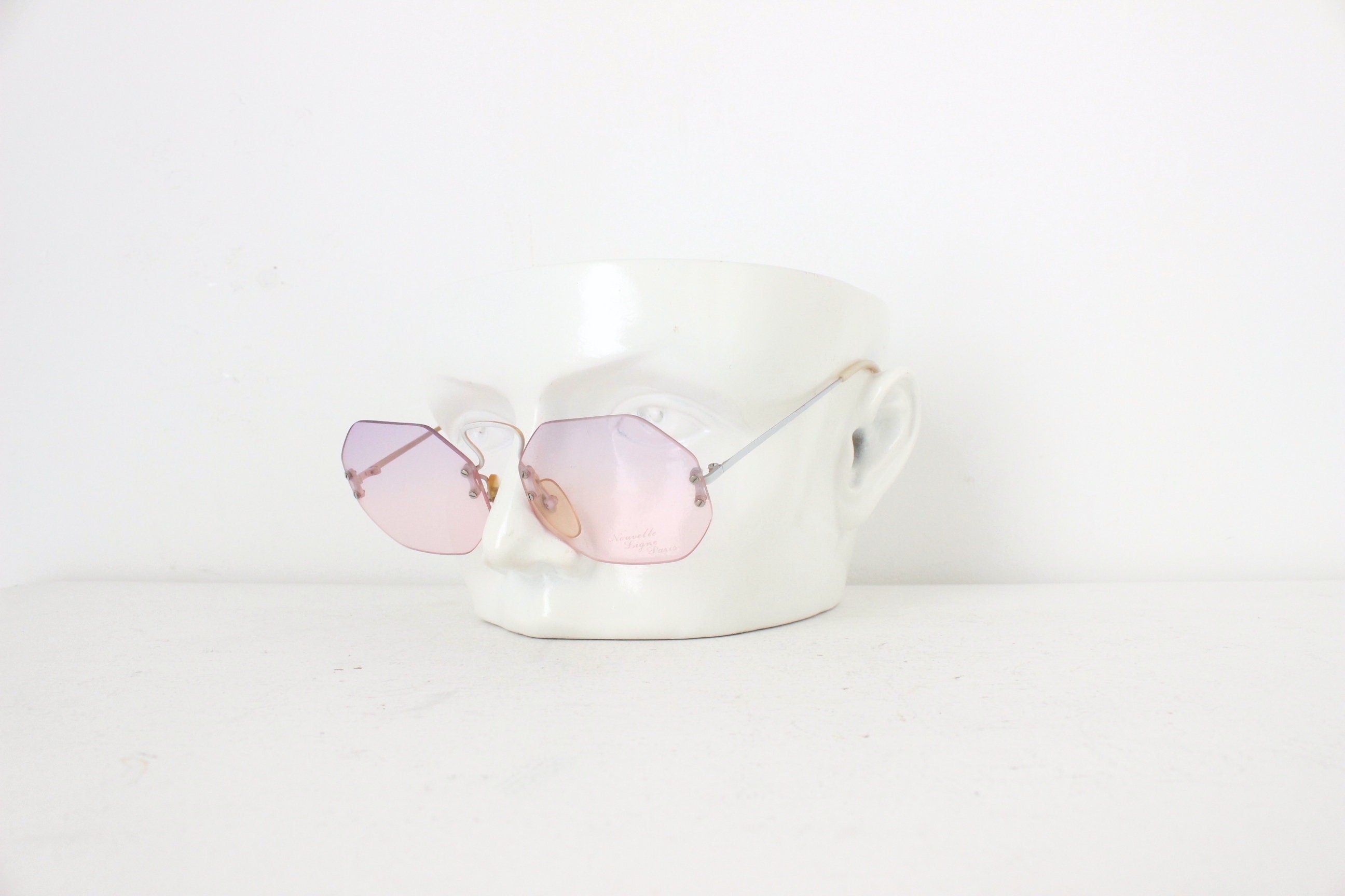 1970s French Vintage Hexangonal Frameless Sunglasses by Nouvelle Ligne, Paris