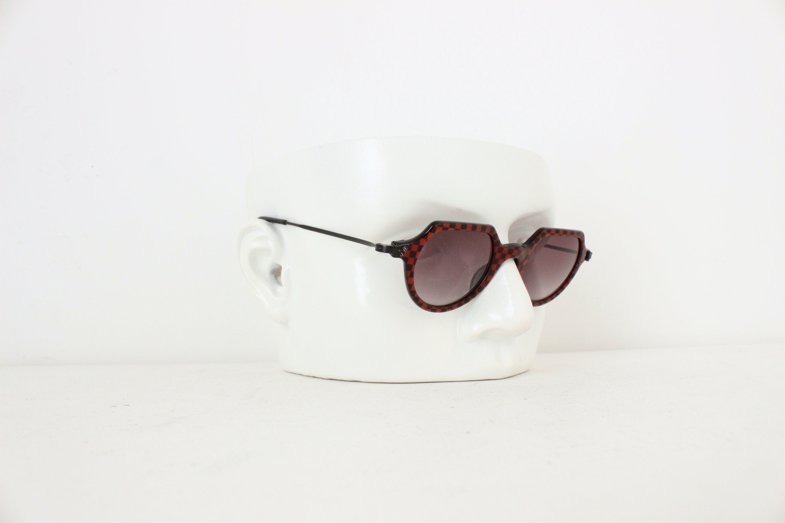 1980s High End French Vintage IDC Eyewear ~ Checkered Unisex Sunglasses