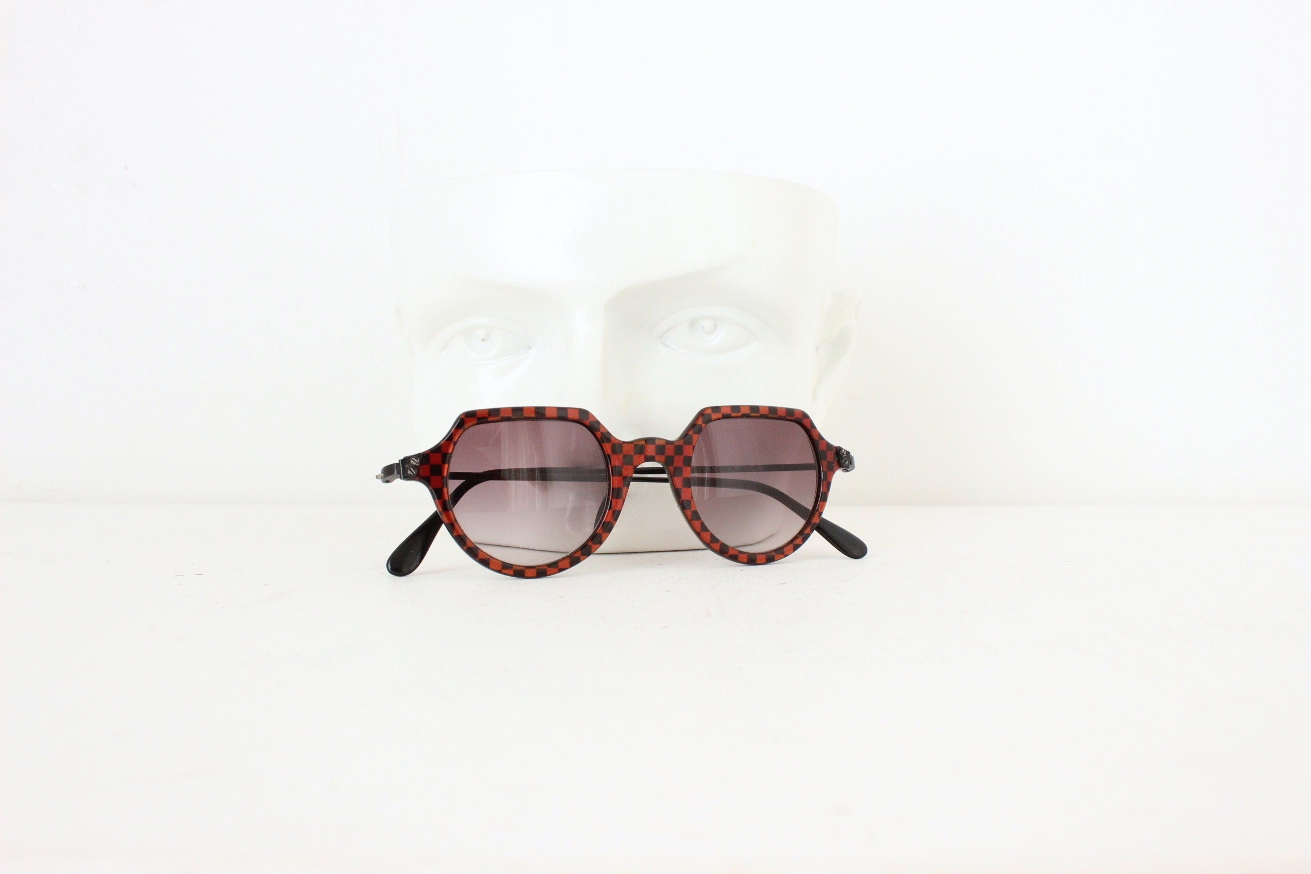 1980s High End French Vintage IDC Eyewear ~ Checkered Unisex Sunglasses