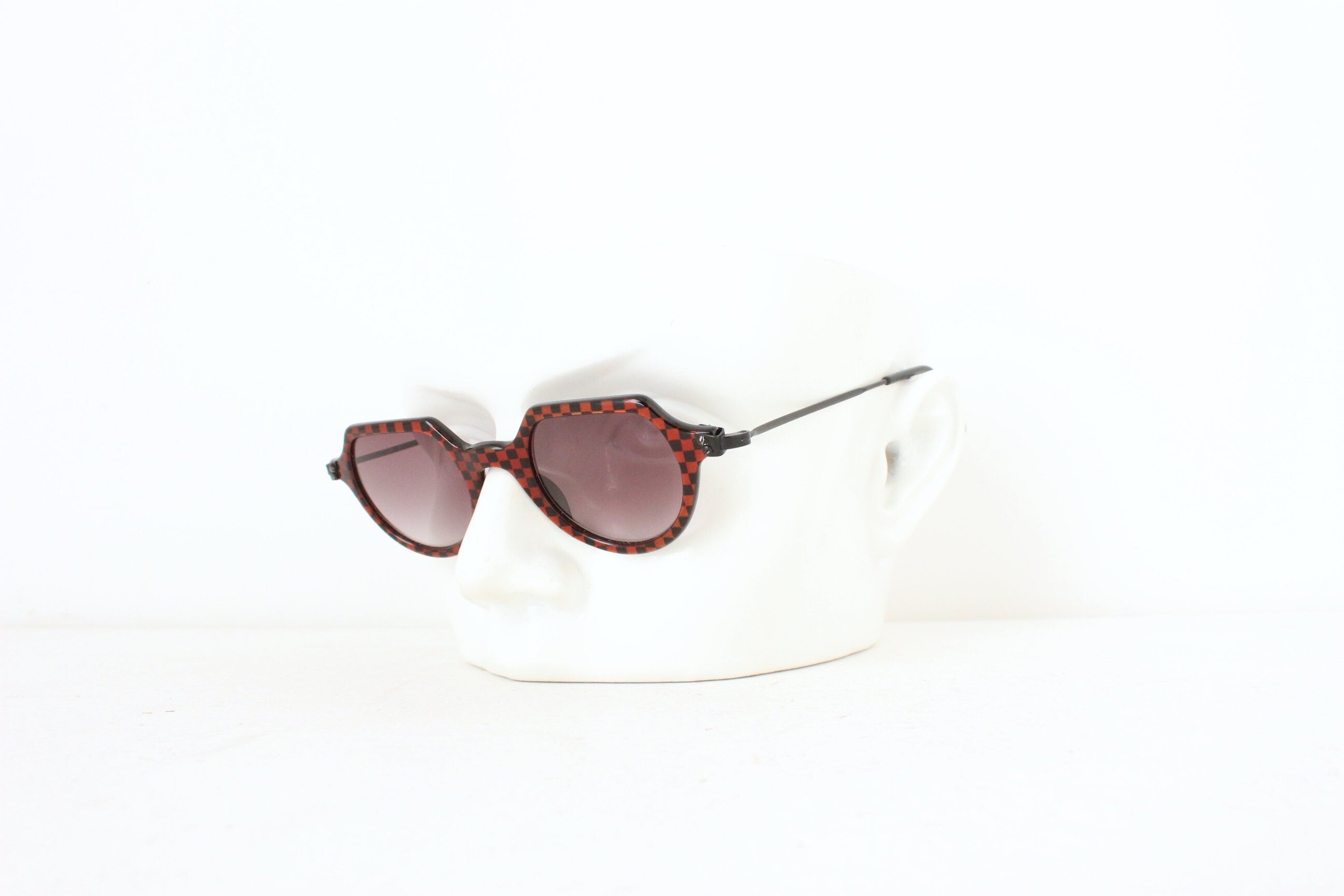 1980s High End French Vintage IDC Eyewear ~ Checkered Unisex Sunglasses