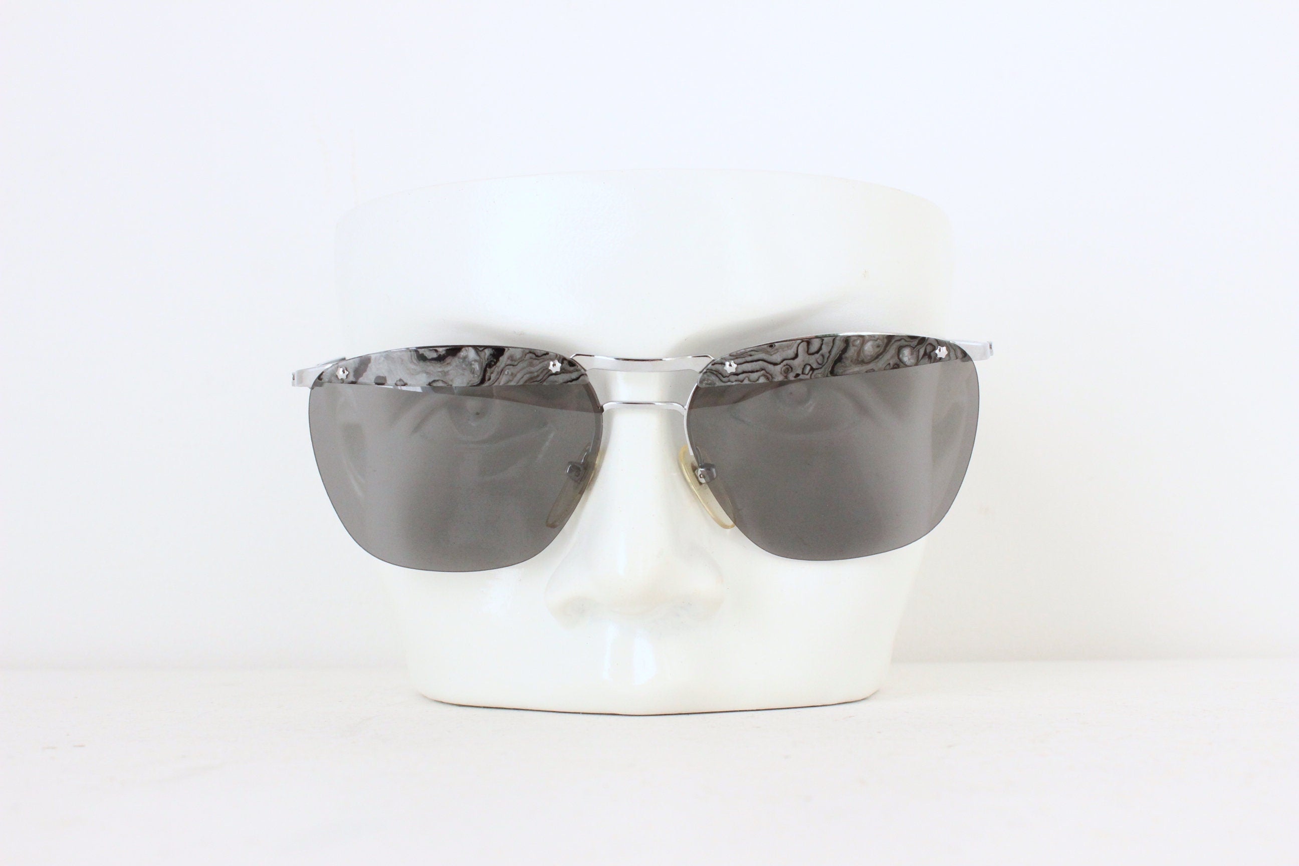 1980s VALENTNO Marble Accent Luxury Aviator Sunglasses