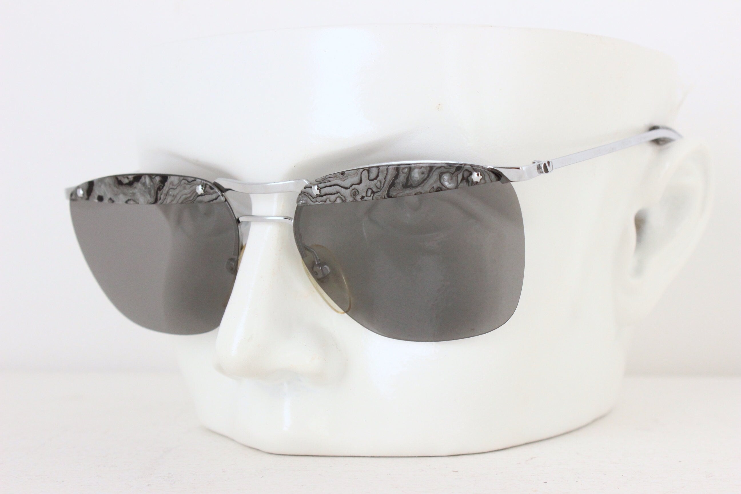 1980s VALENTNO Marble Accent Luxury Aviator Sunglasses
