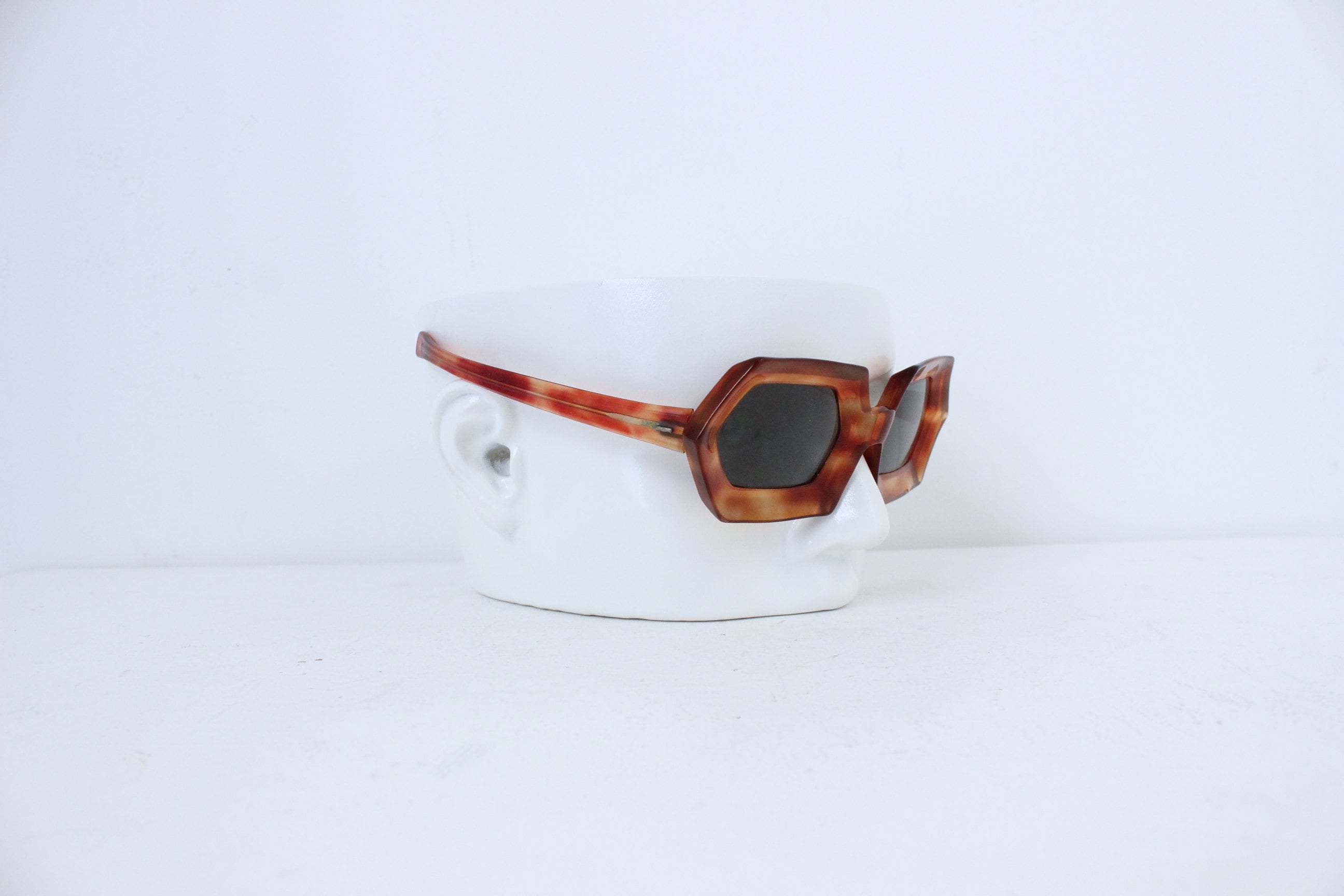 Rare 1960s Hexagonal Tortoiseshell Sunglasses ‘Riviera’ - by Michel Brevet, Handmade France