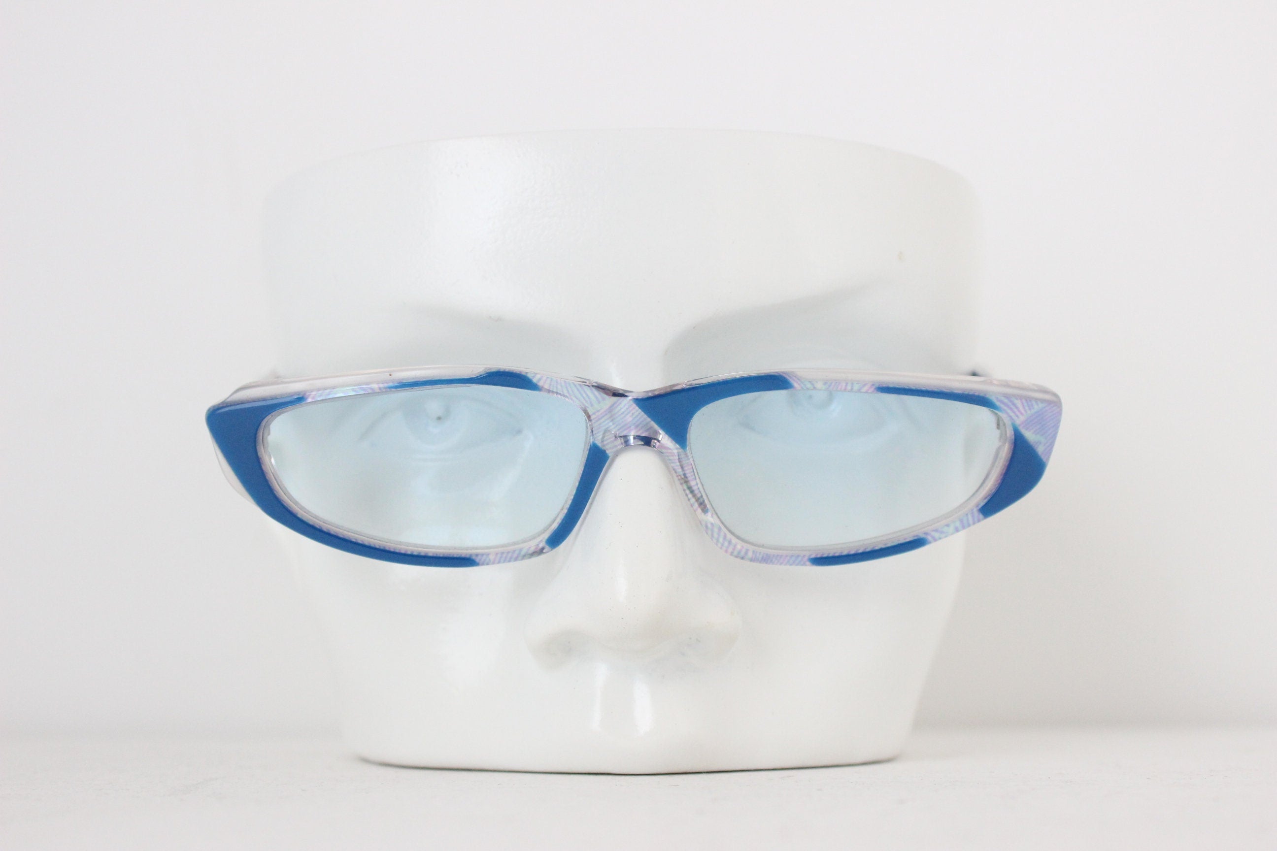 Wild 1980s French Vintage Blue Cat Eyes