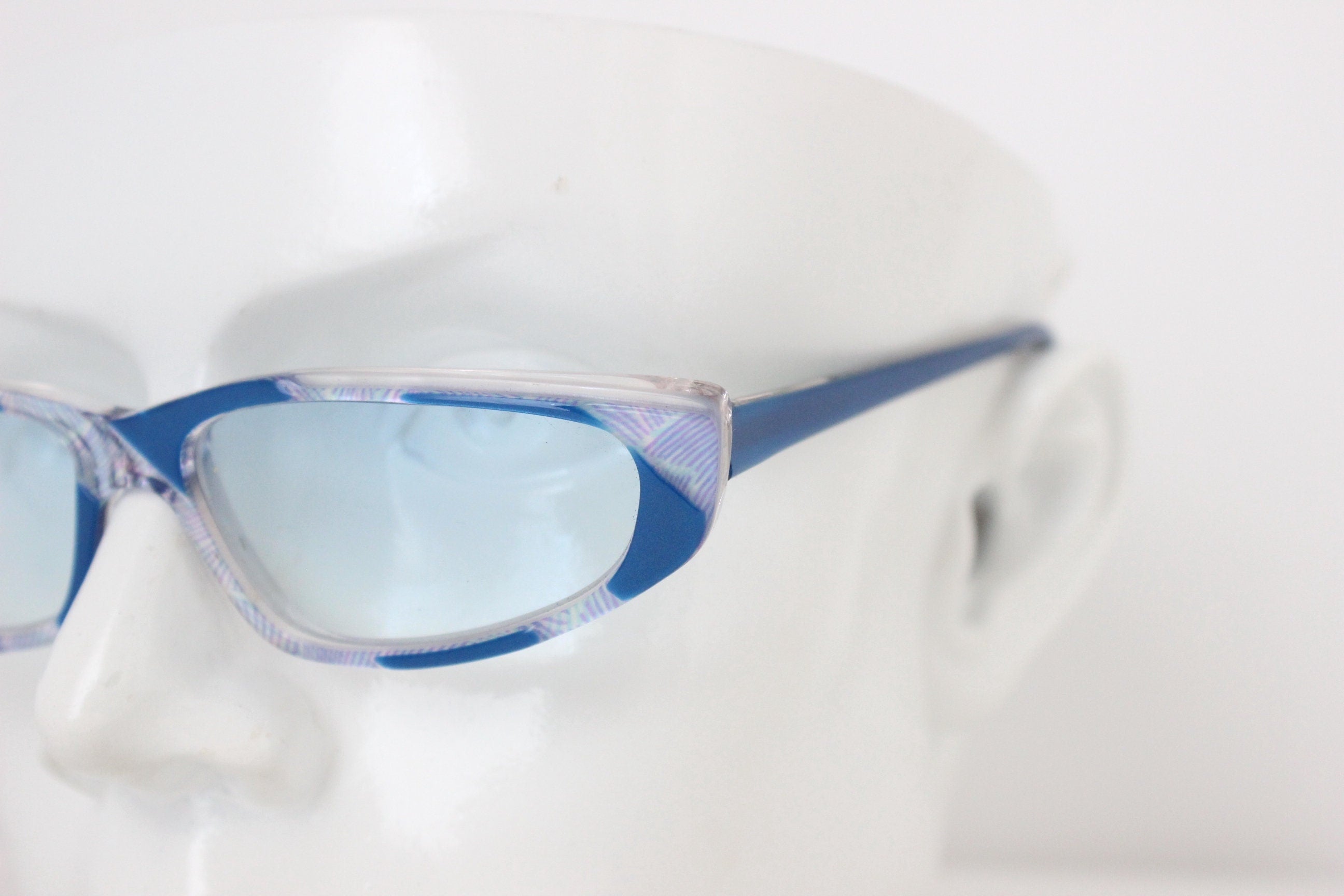 Wild 1980s French Vintage Blue Cat Eyes