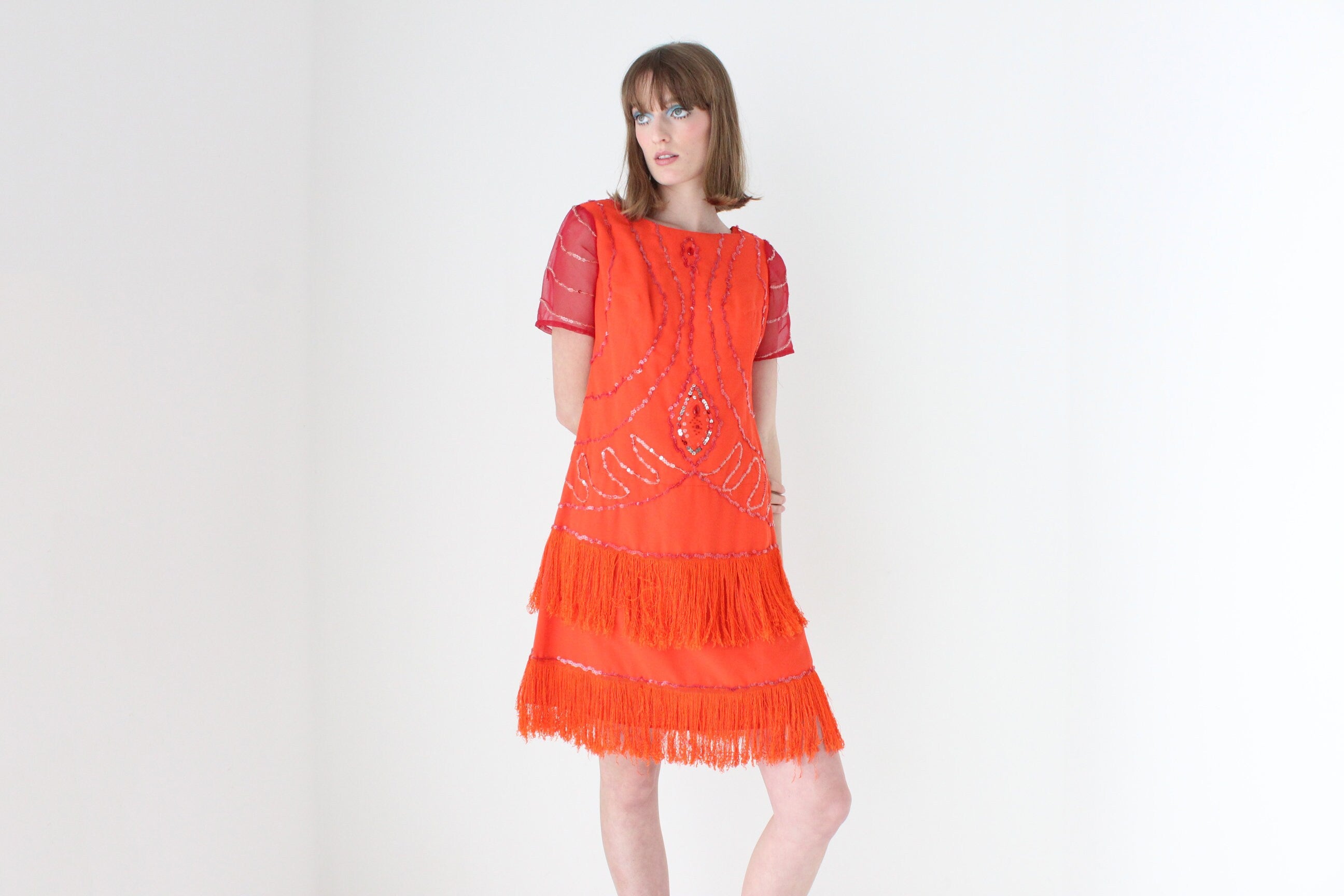 80s does 20s Fringe Burlesque Dress