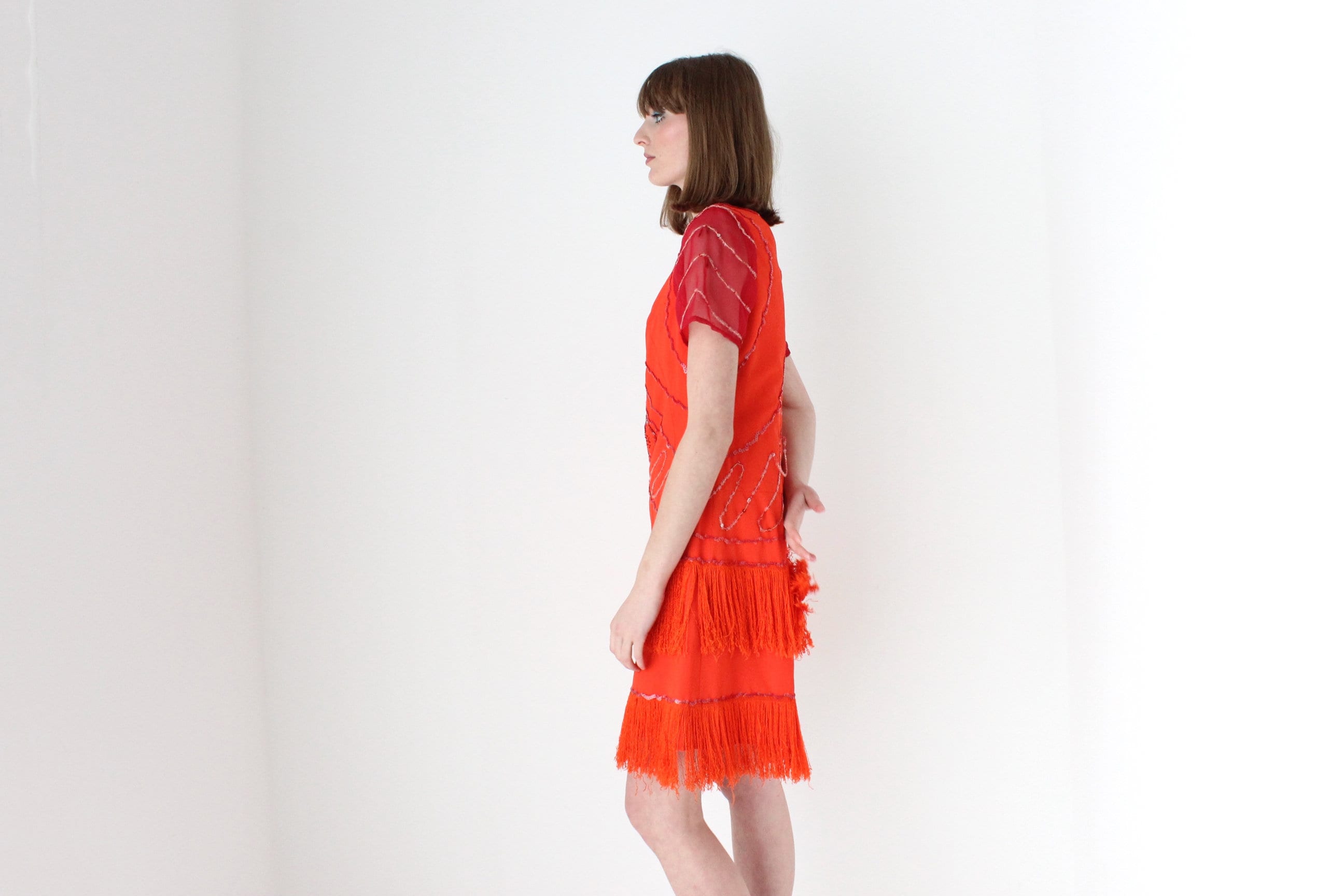 80s does 20s Fringe Burlesque Dress