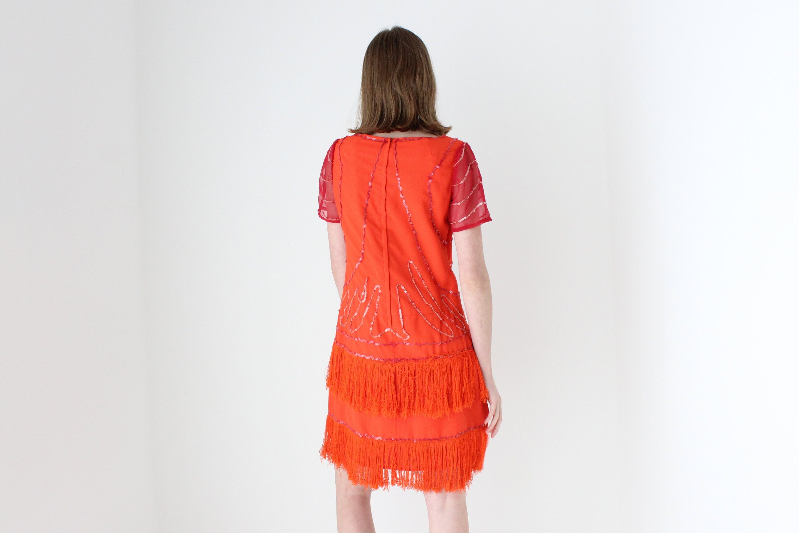 80s does 20s Fringe Burlesque Dress