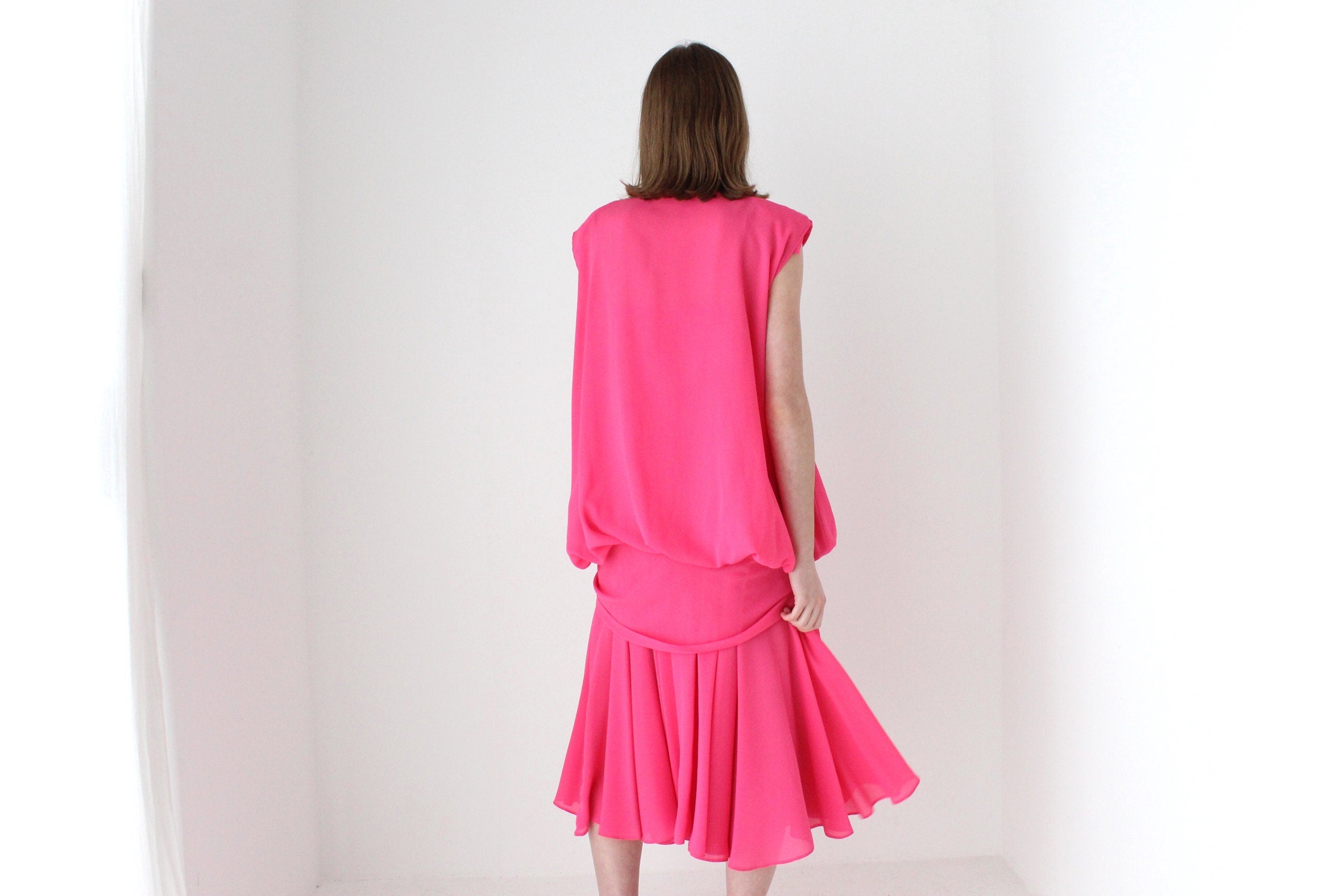 Maximalist 80s Gucci Vibe Dramatic Draped Puff Party Dress