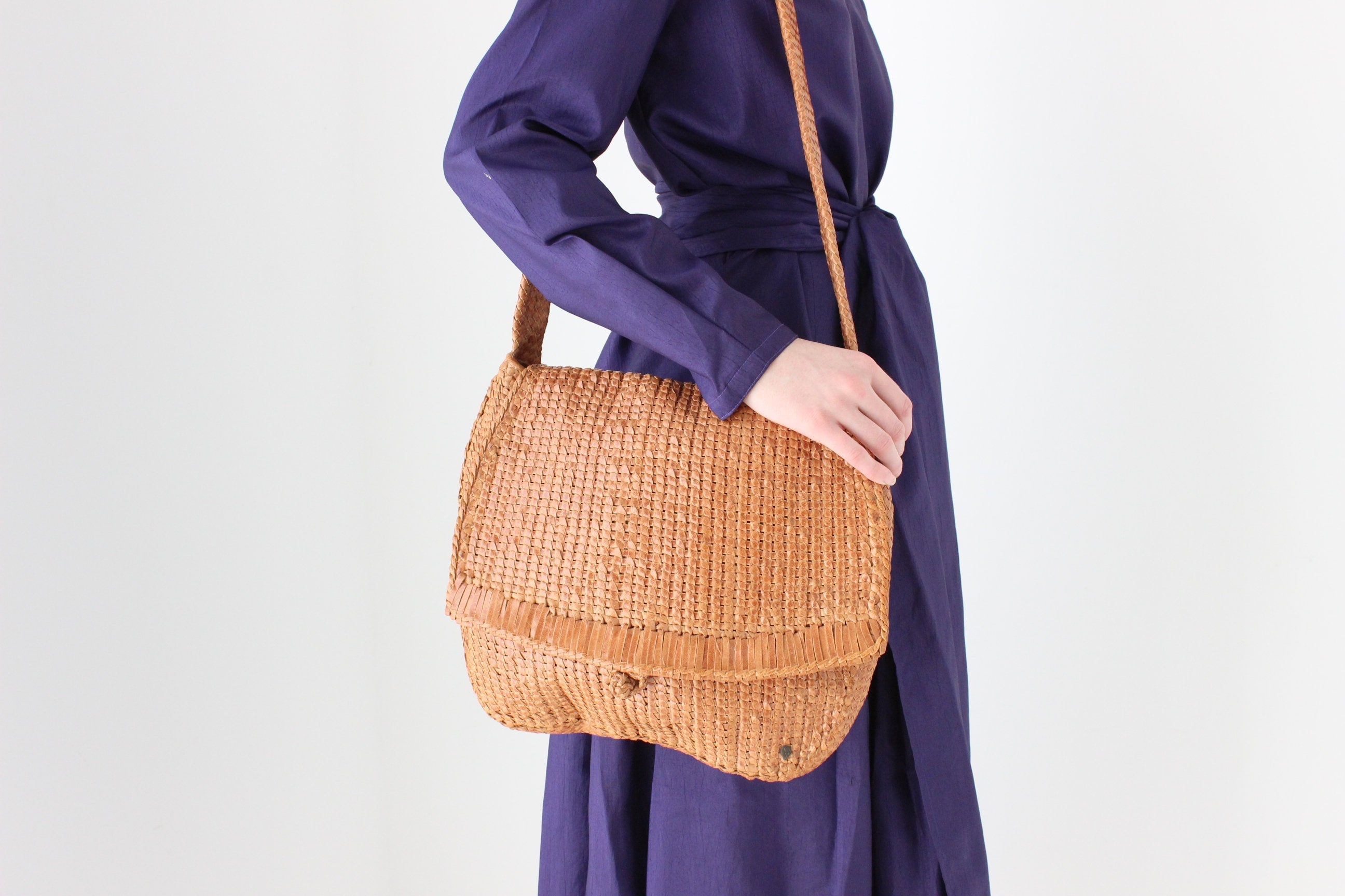2000s Helen Kaminski Handcrafted Woven Leather Bag