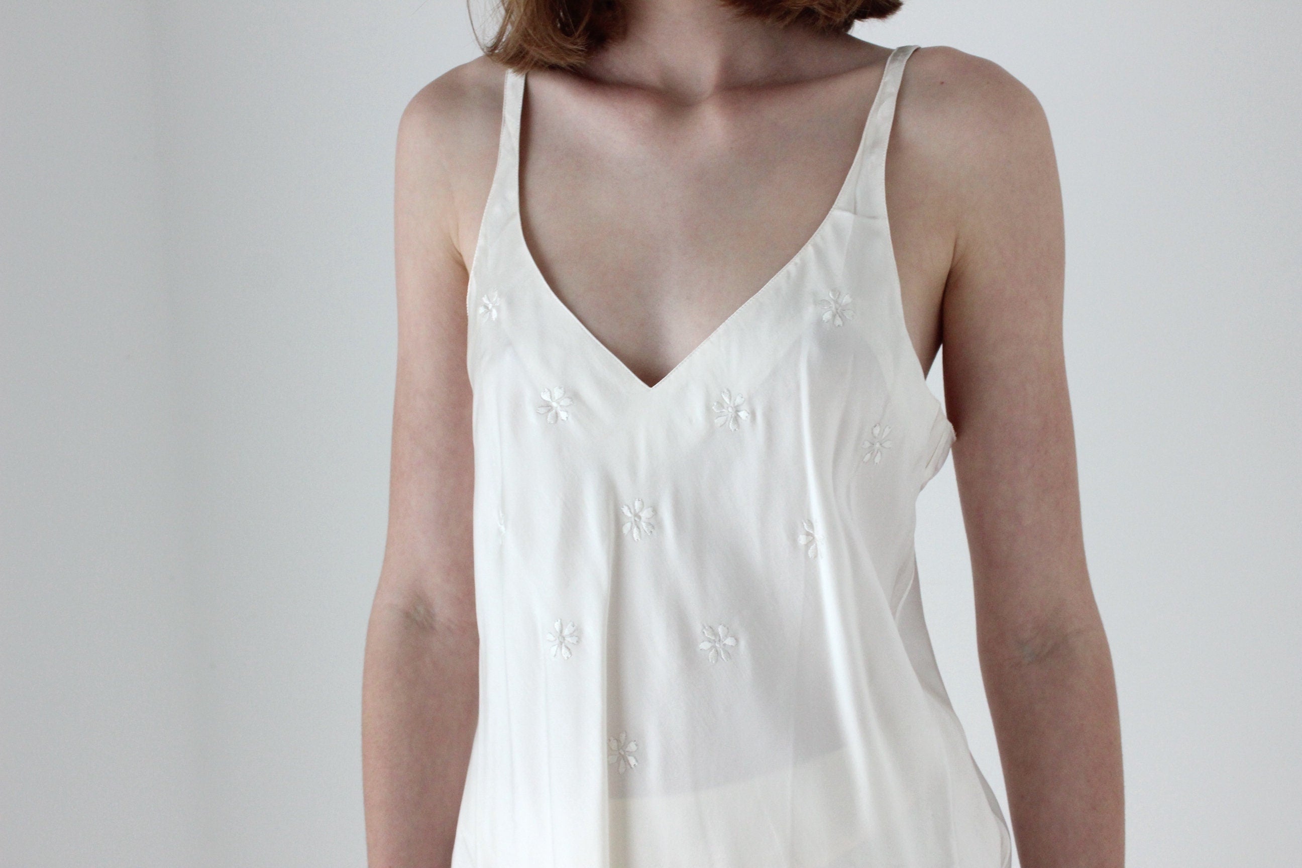 90s PURE SILK Snow White Minimal Top & Shorts Pyjama Set
