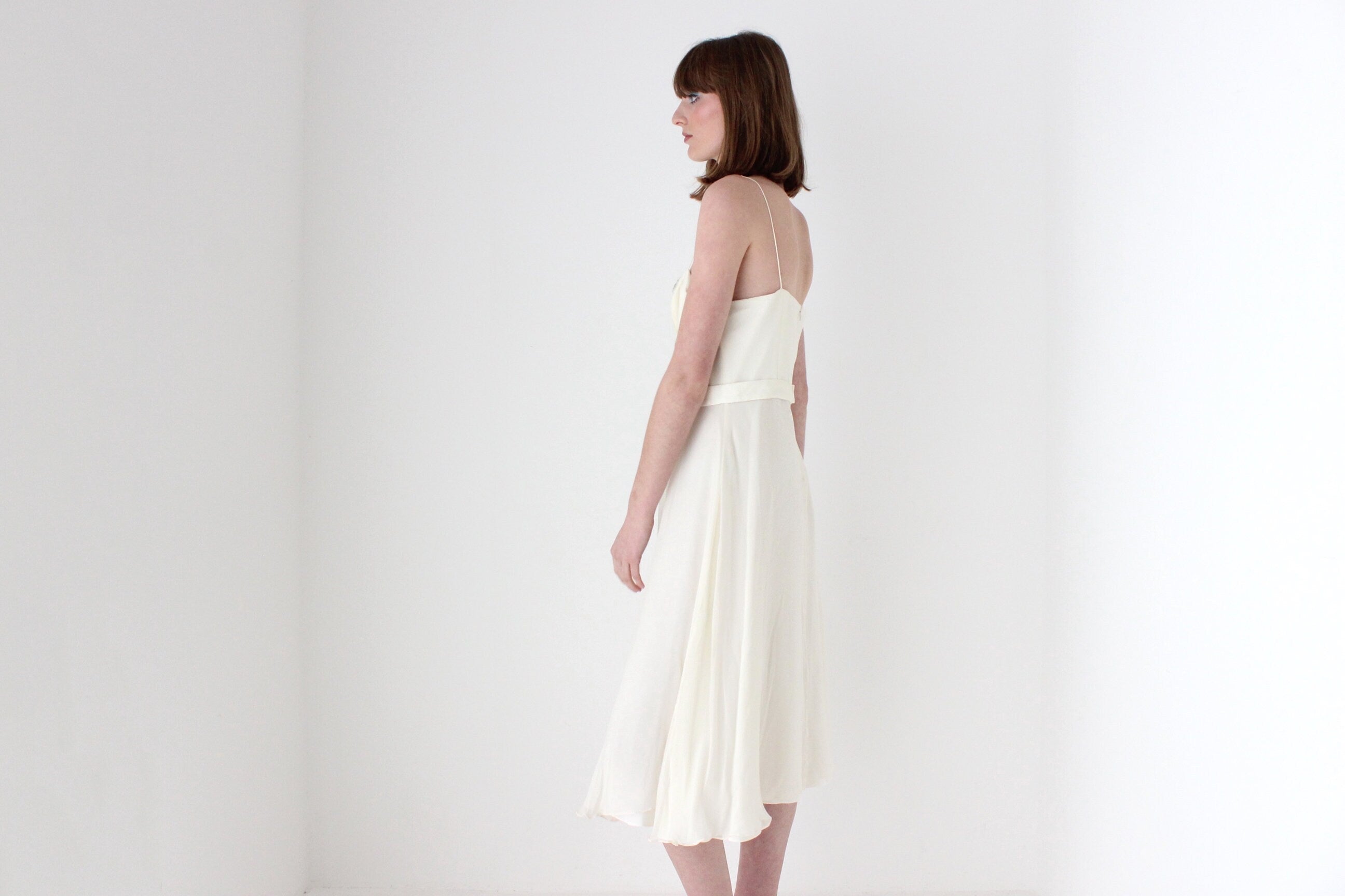 90s Lisa Ho Pure Silk Chiffon Spaghetti Strap Dress