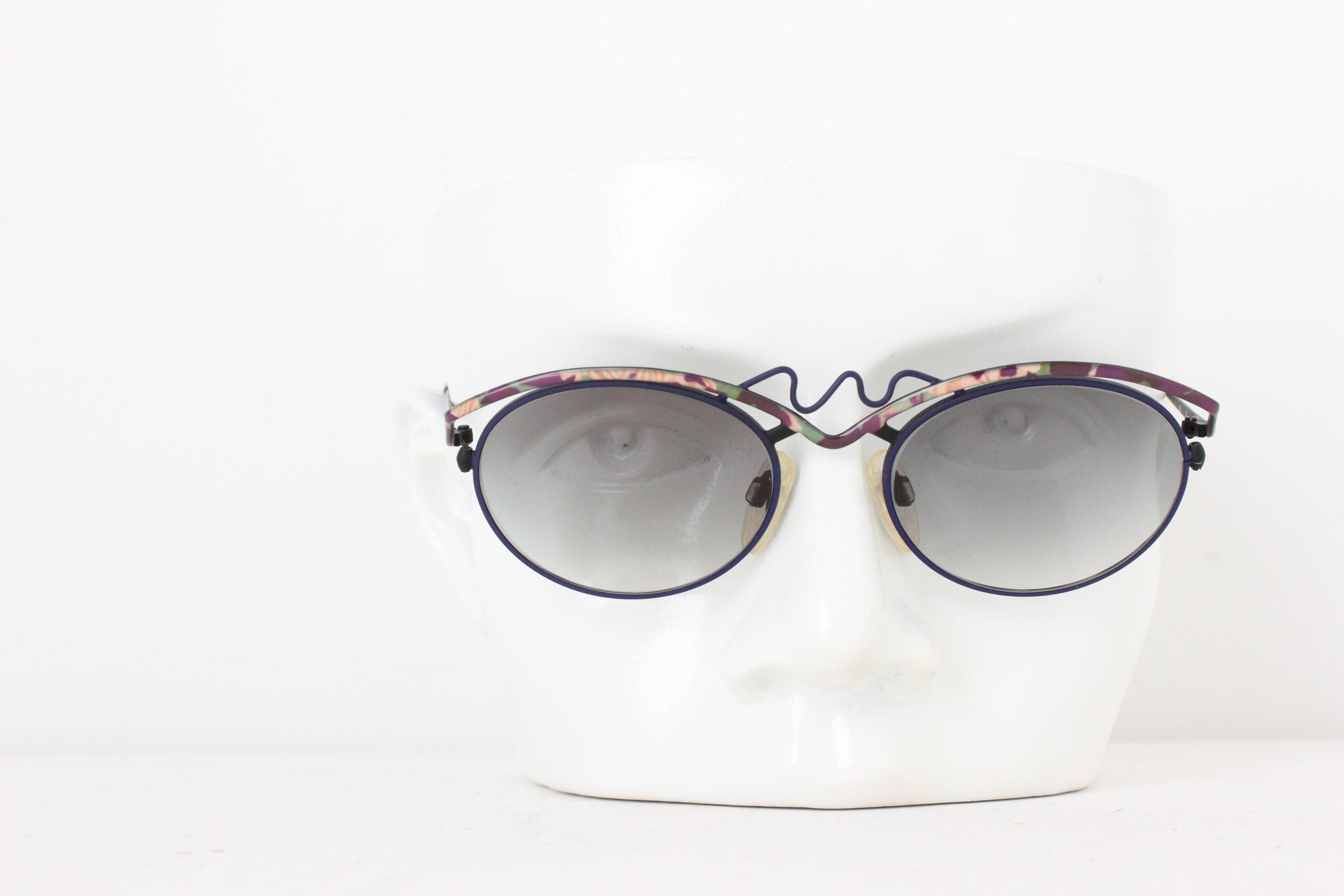 80s West German Vintage Wearable Art Squiggle Metal Sunglasses