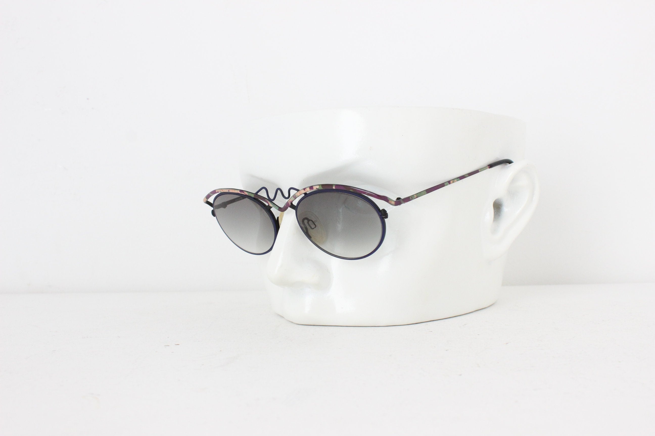 80s West German Vintage Wearable Art Squiggle Metal Sunglasses