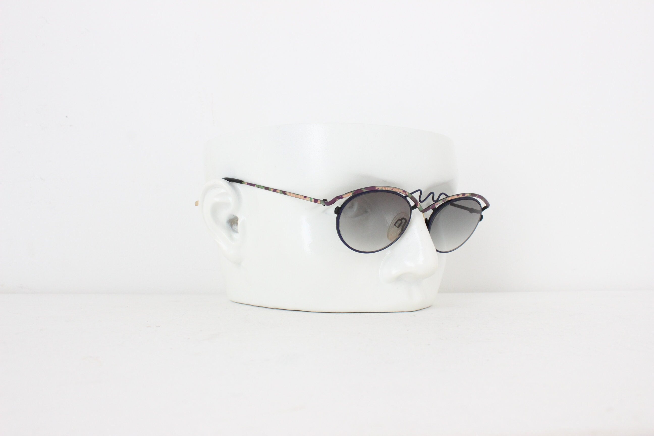 80s West German Vintage Wearable Art Squiggle Metal Sunglasses