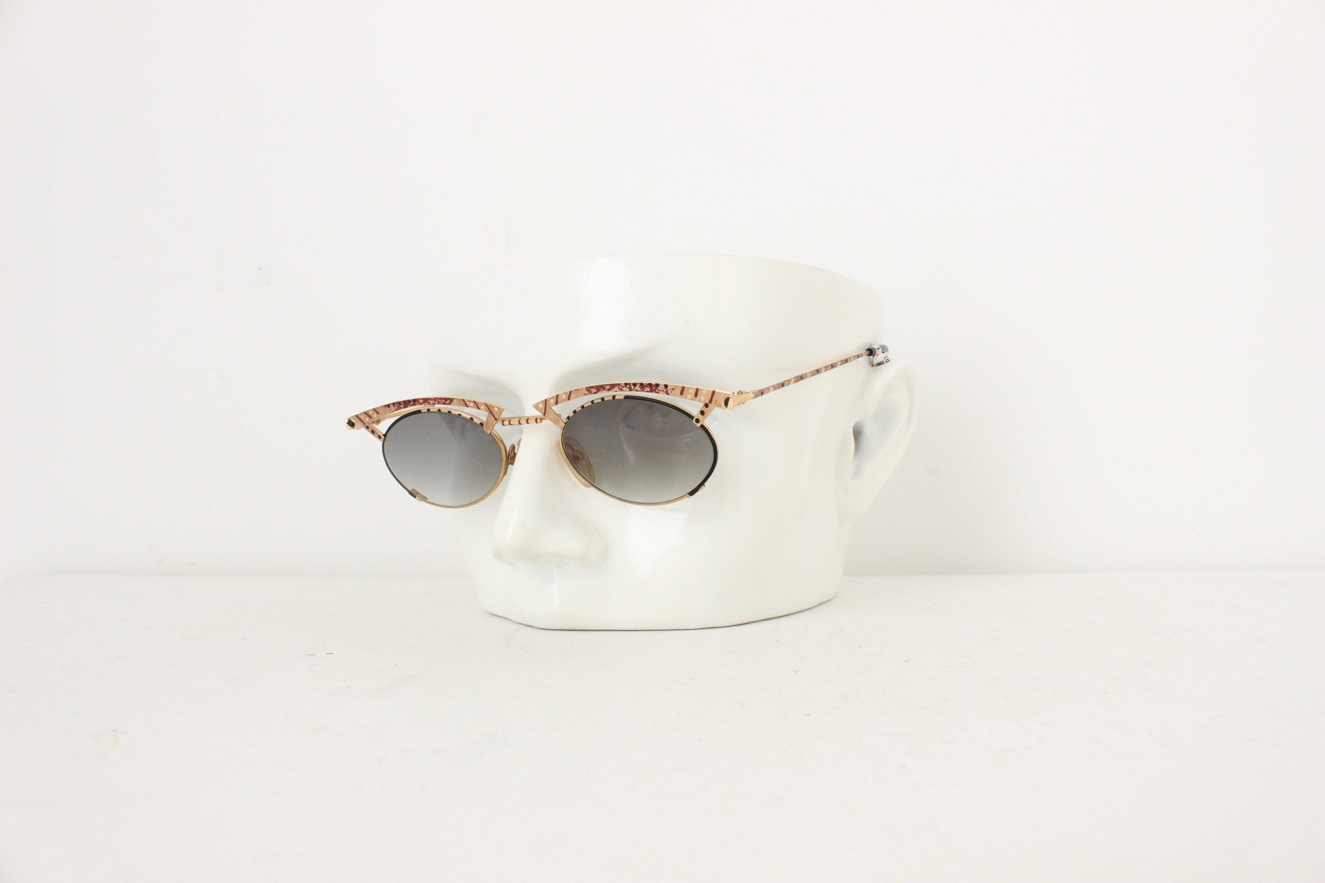 Phenomenal 1990s Work of Art, Hand Painted Italian Sunglasses by Bajazzo Lunettes