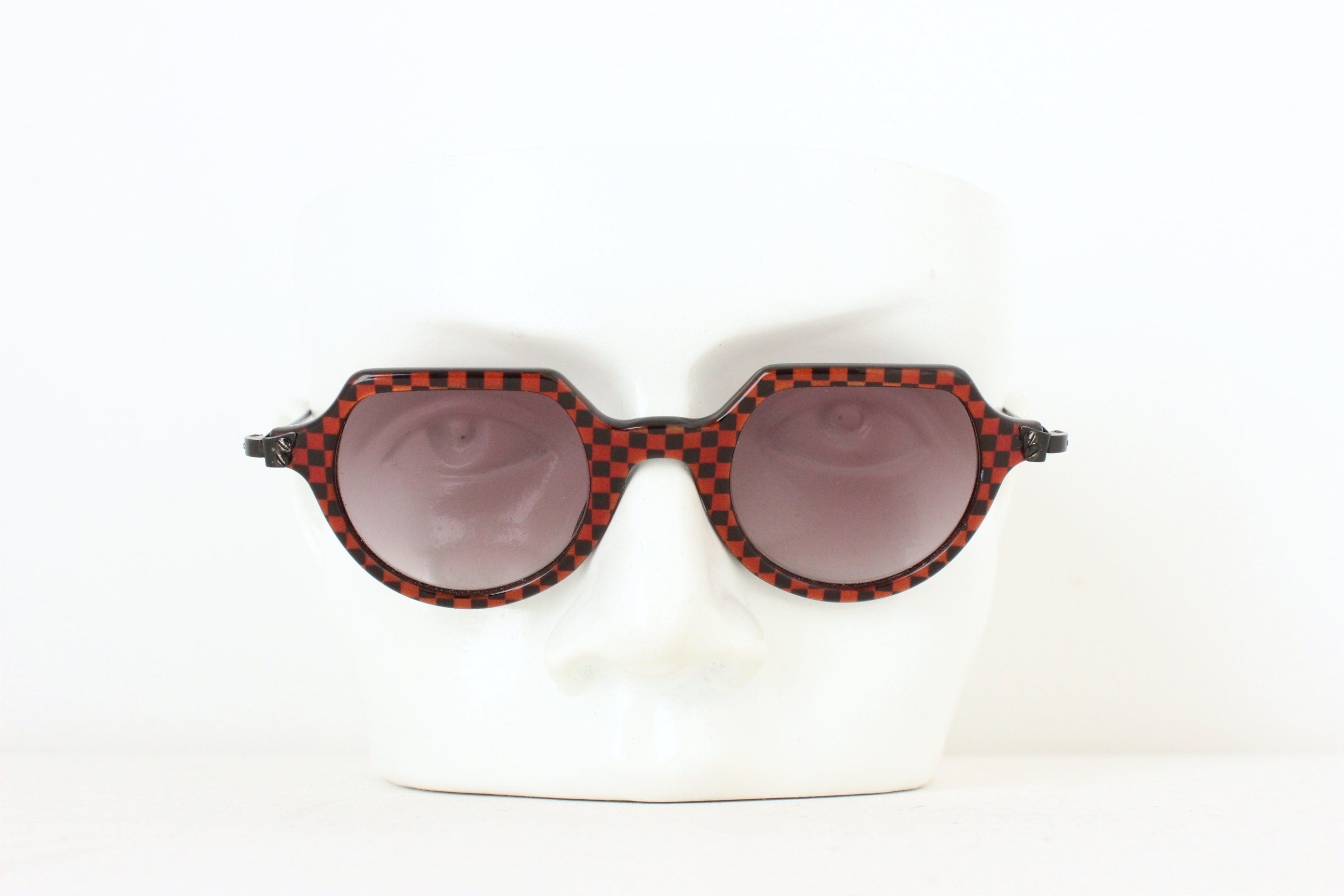 1980s High End French Vintage IDC Eyewear ~ Checkered Unisex Sunglasses