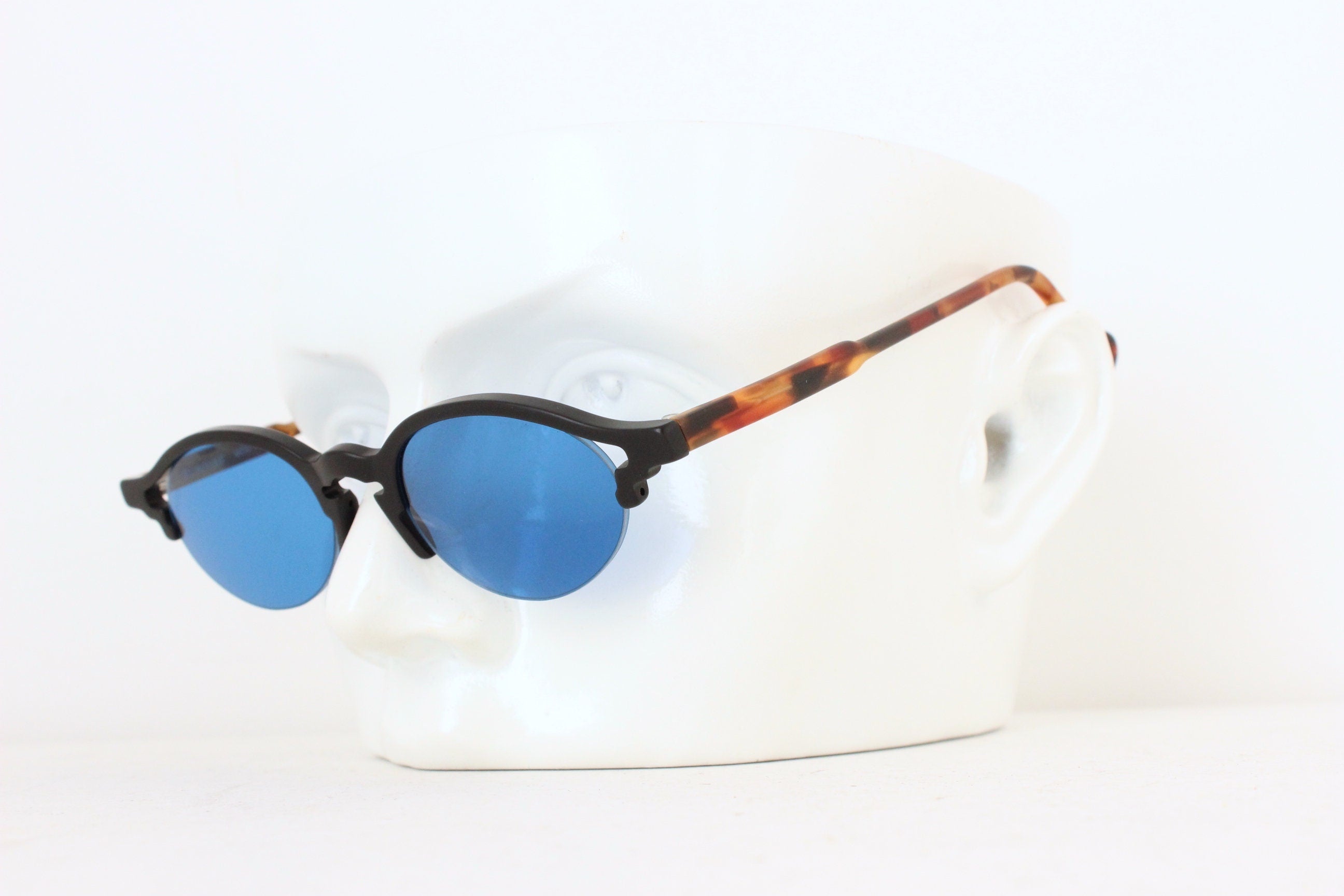 Funky 1990s Blue Lens Sunglasses by Eschenbach Germany