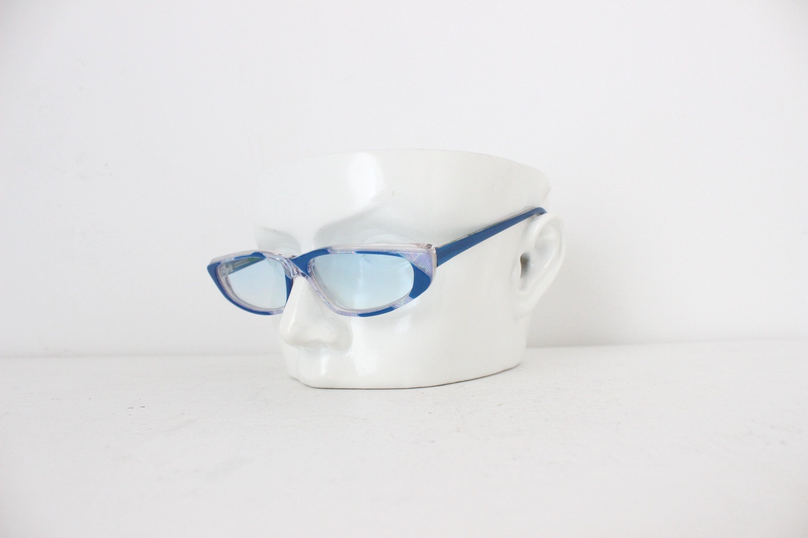 Wild 1980s French Vintage Blue Cat Eyes