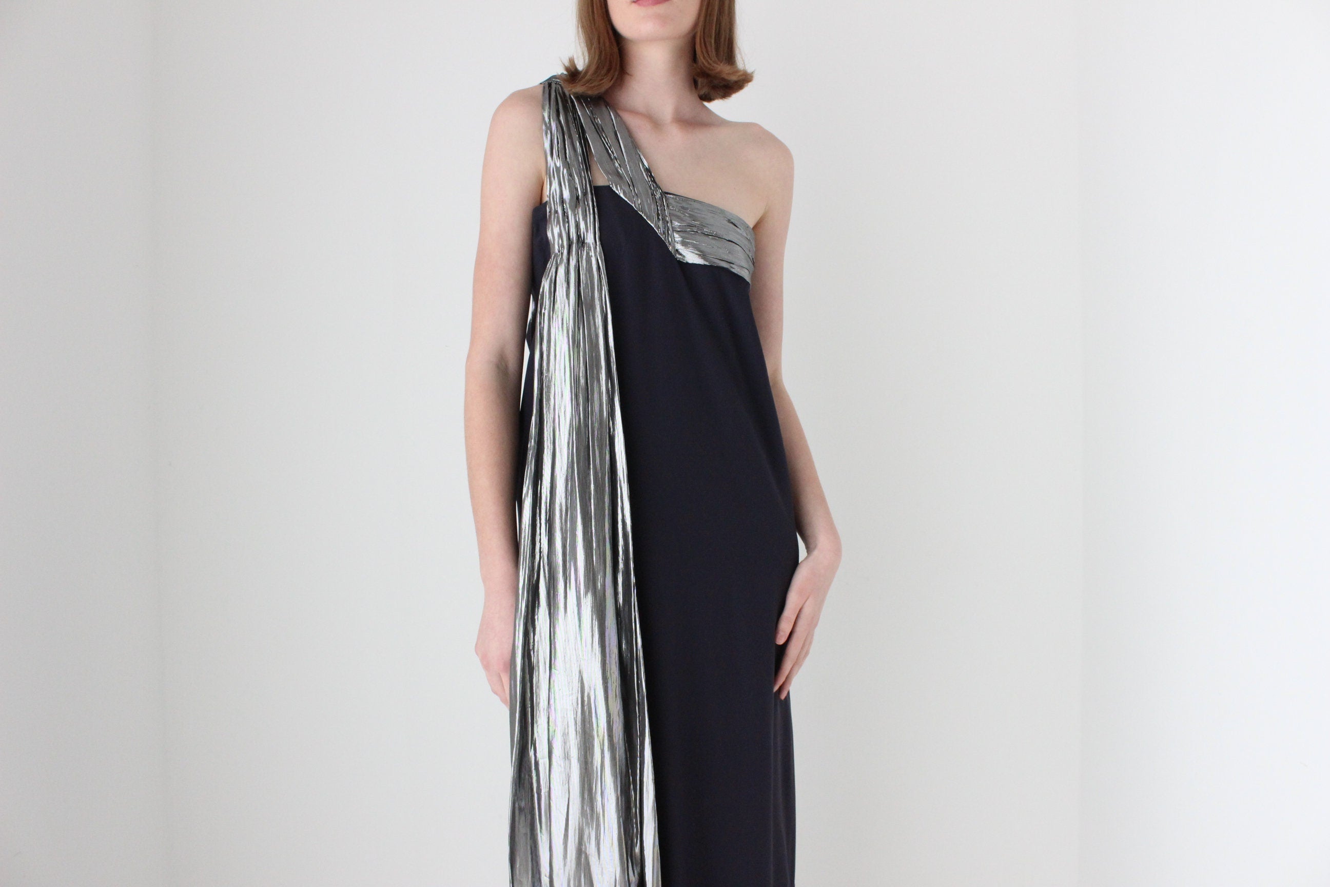 Heavenly 90s Lisa Ho Midnight Silk Avant Garde Formal Gown