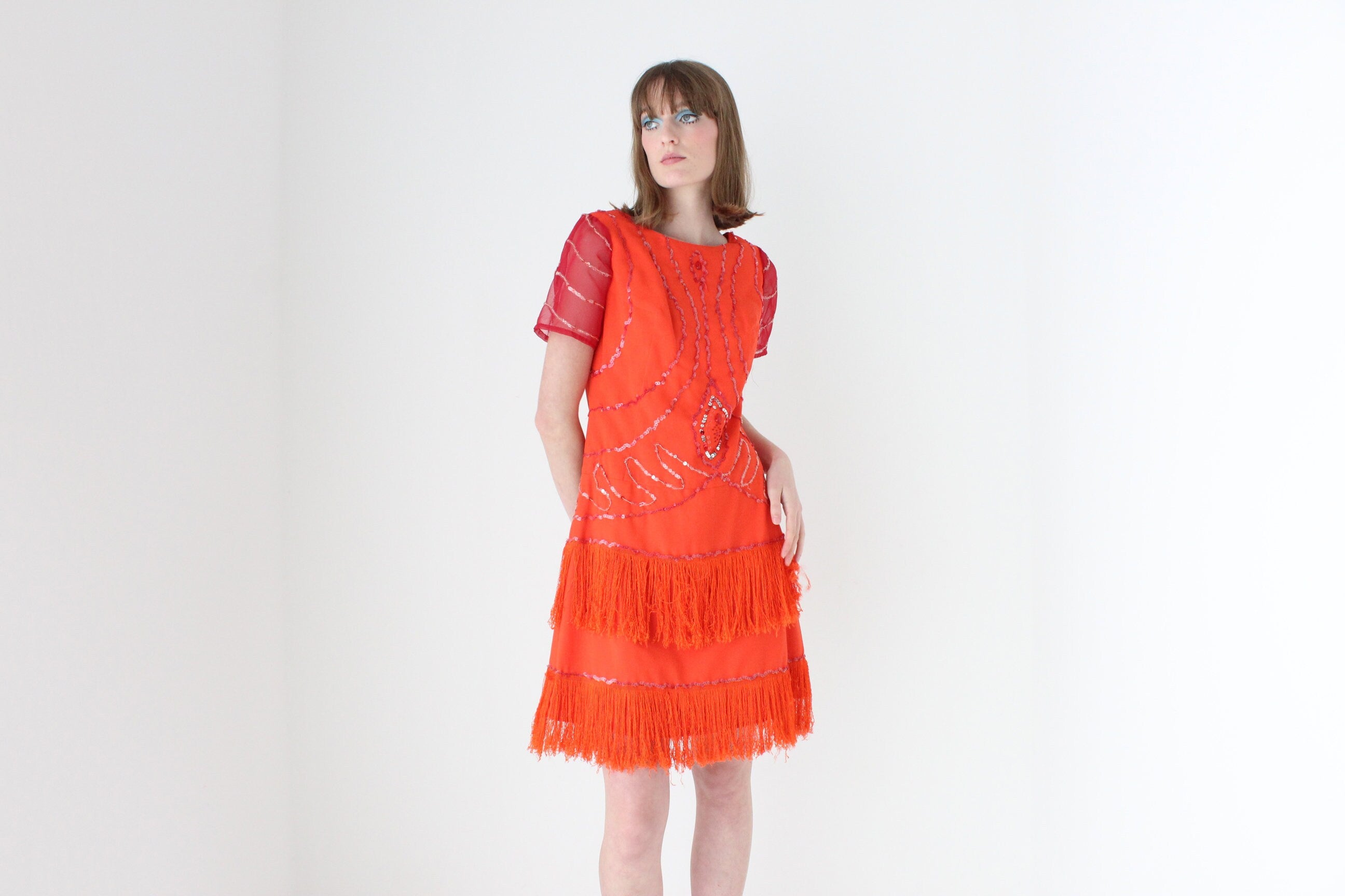 80s does 20s Fringe Burlesque Dress
