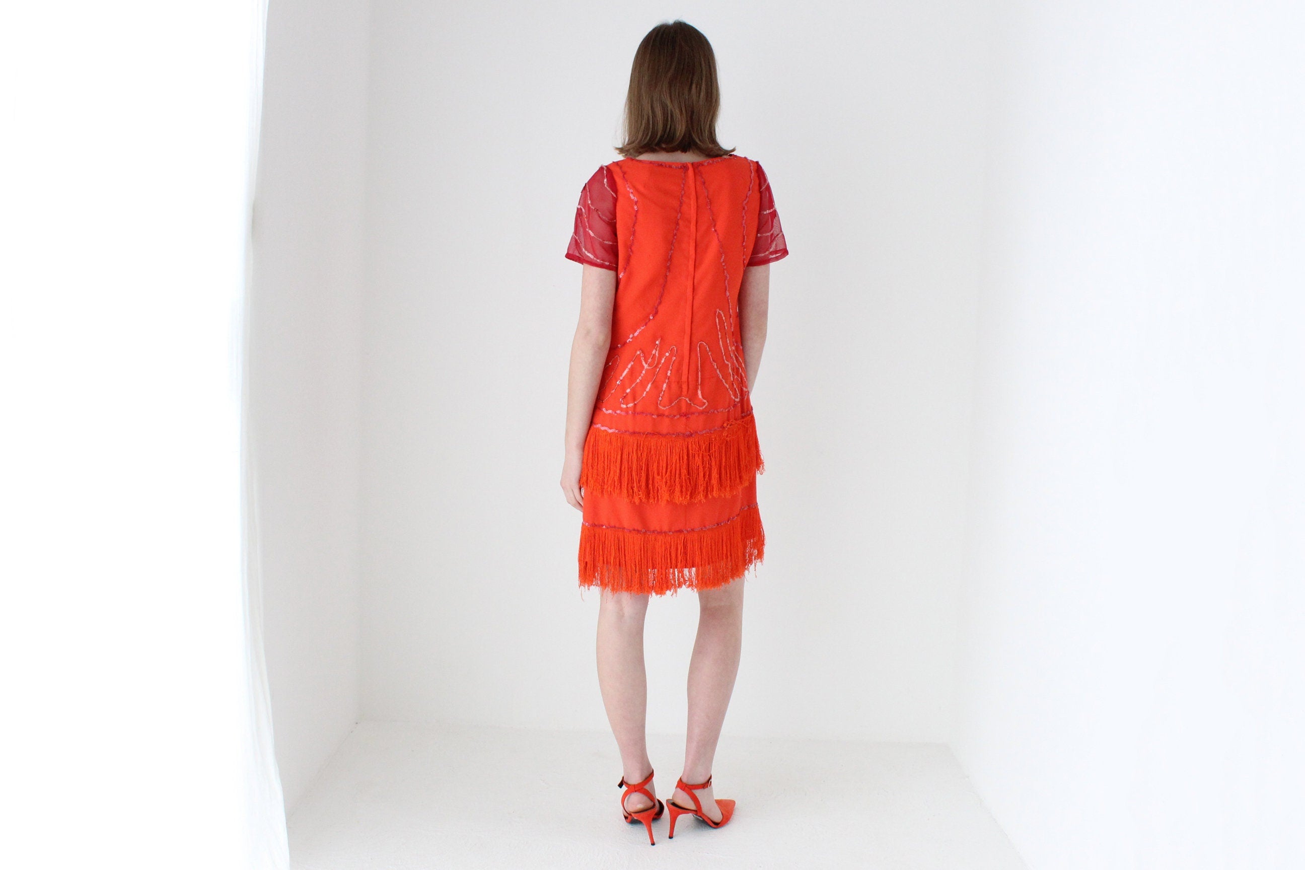 80s does 20s Fringe Burlesque Dress