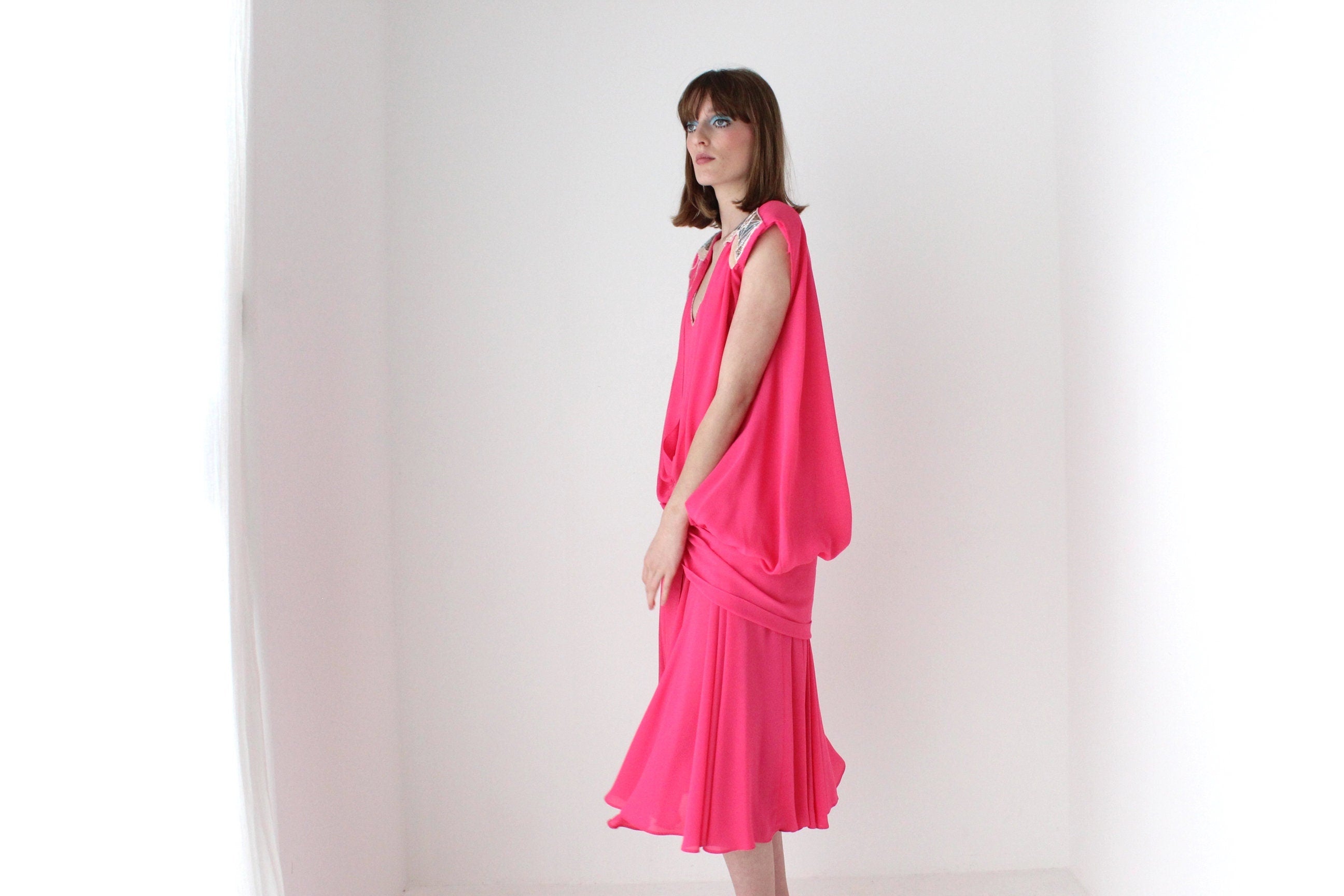 Maximalist 80s Gucci Vibe Dramatic Draped Puff Party Dress