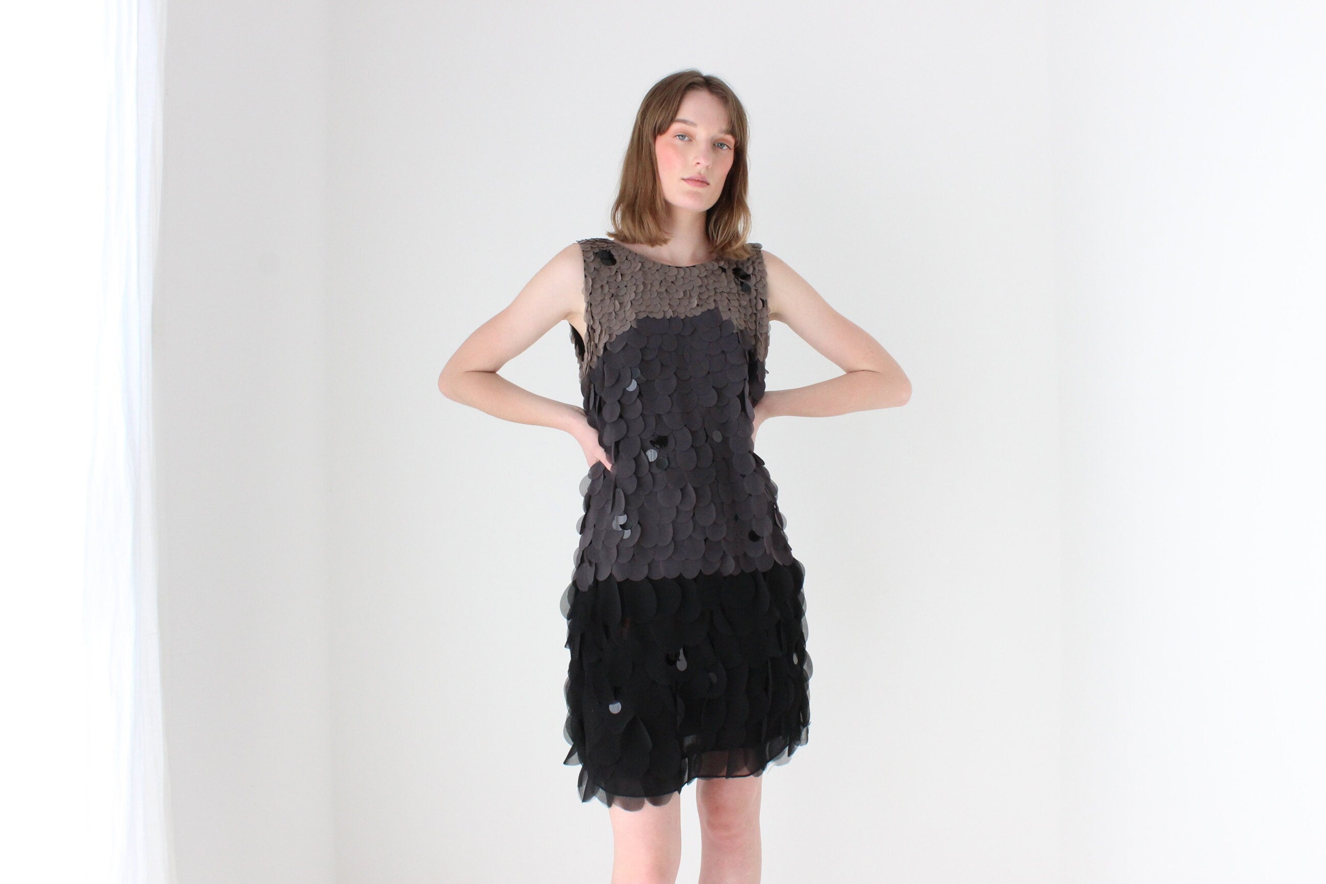 Y2K Roberto Cavalli Silk Disc Textured Cocktail Dress