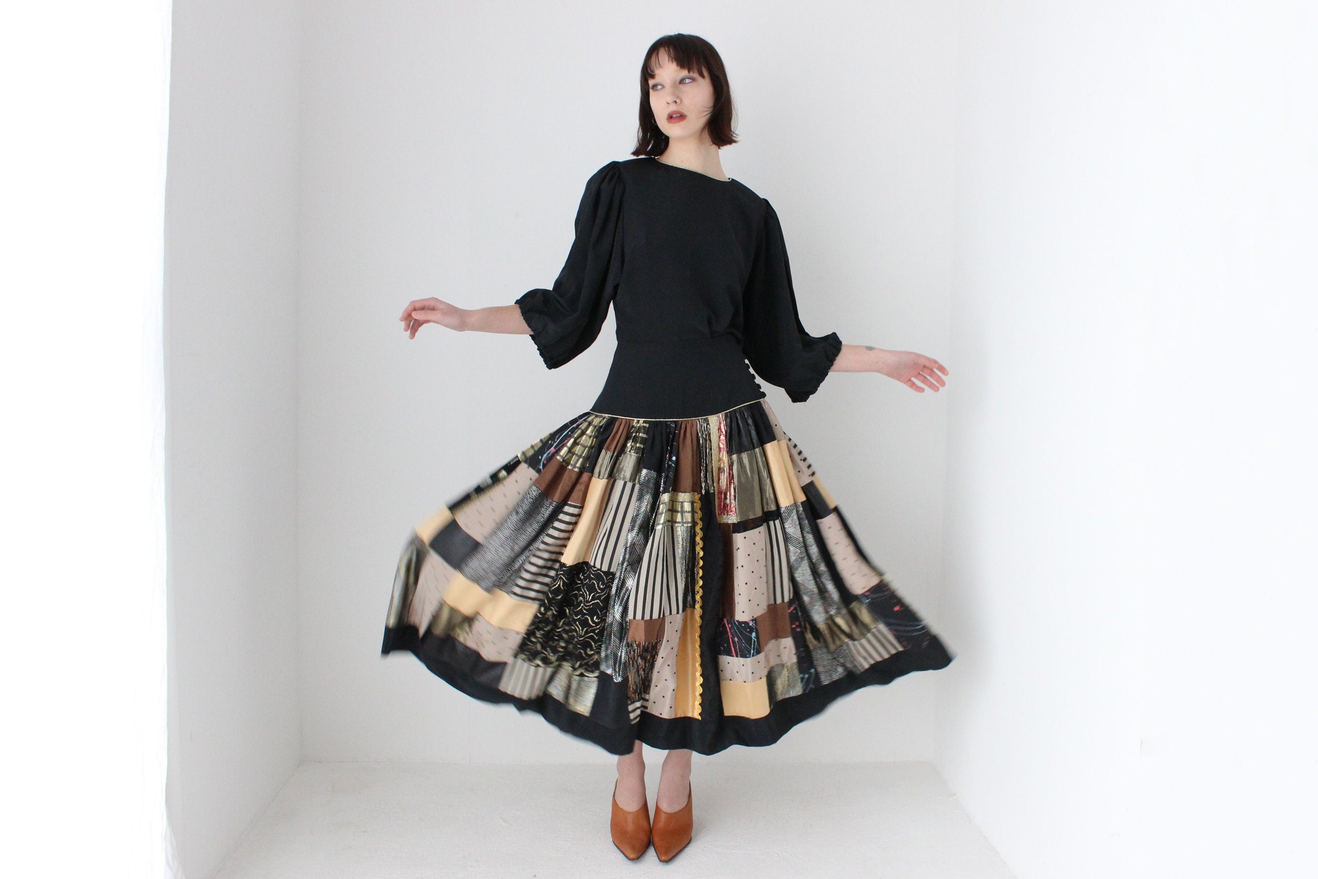 Fabulous 80s Patchwork Matching Skirt & Top Set