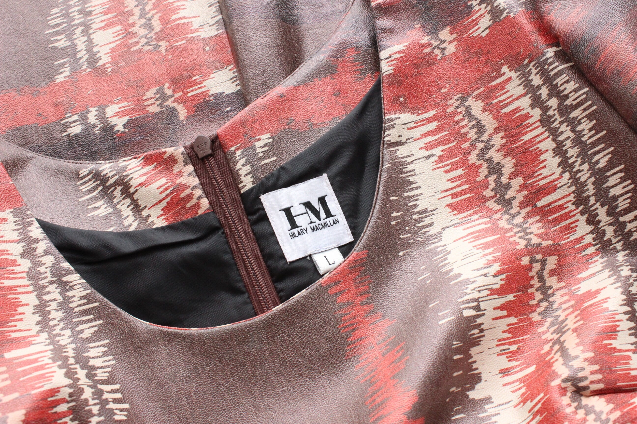 2000s Hilary Macmillan Vinyl Tartan Print Lace Side Dress