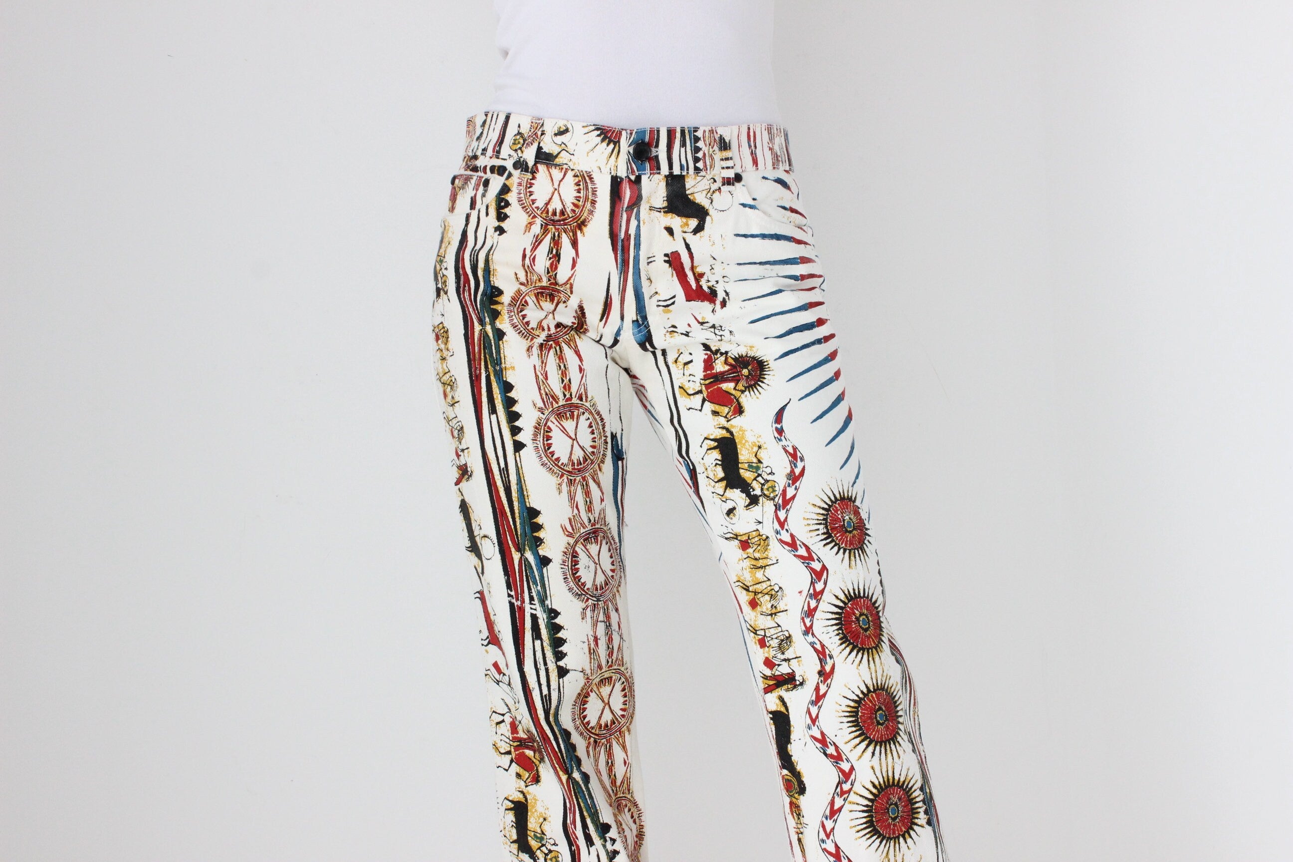 Y2K Roberto Cavalli Ancient Cave Art Straight Leg Jeans - Unisex