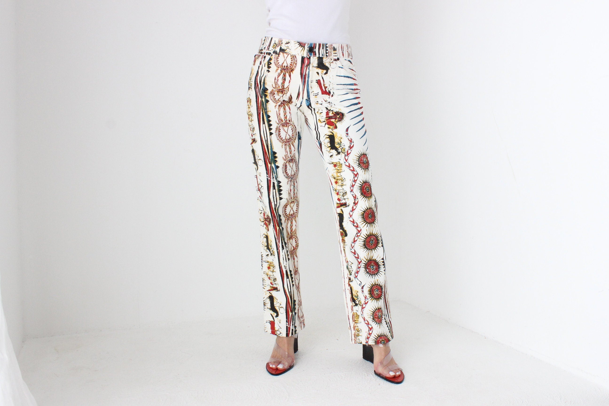 Y2K Roberto Cavalli Ancient Cave Art Straight Leg Jeans - Unisex