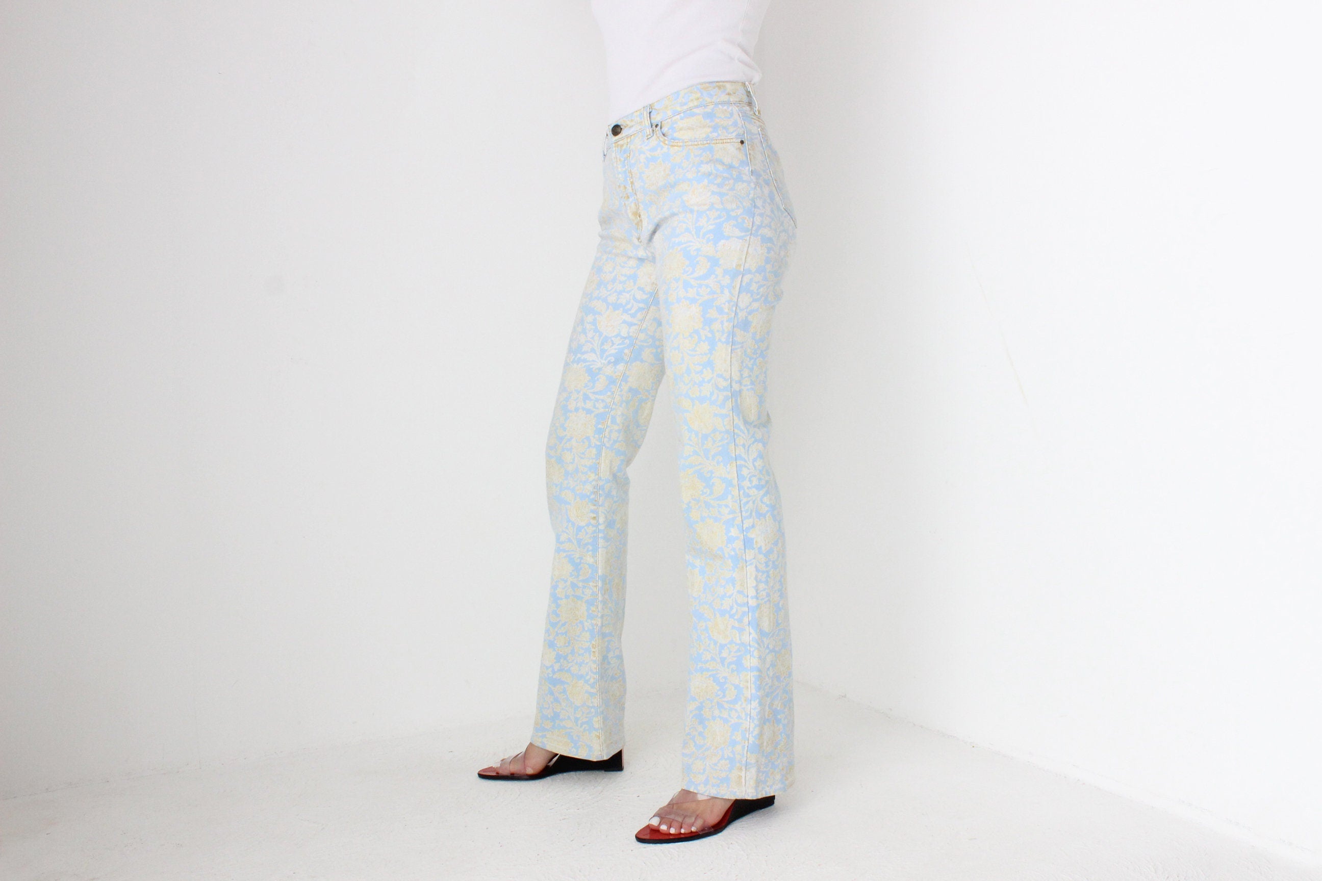 Sexy Y2K Just Cavalli Floral Baroque Bootcut Jeans