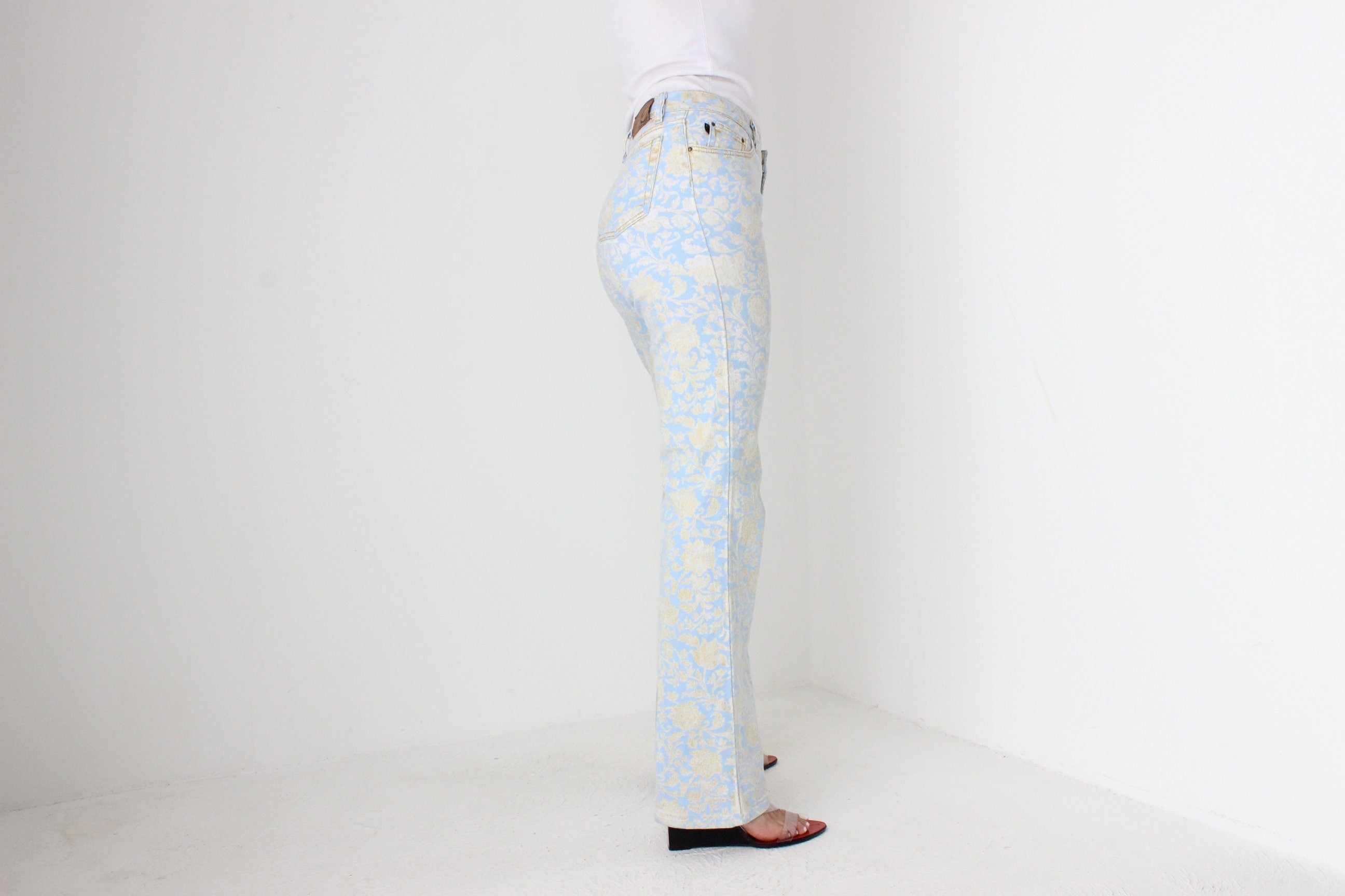 Sexy Y2K Just Cavalli Floral Baroque Bootcut Jeans