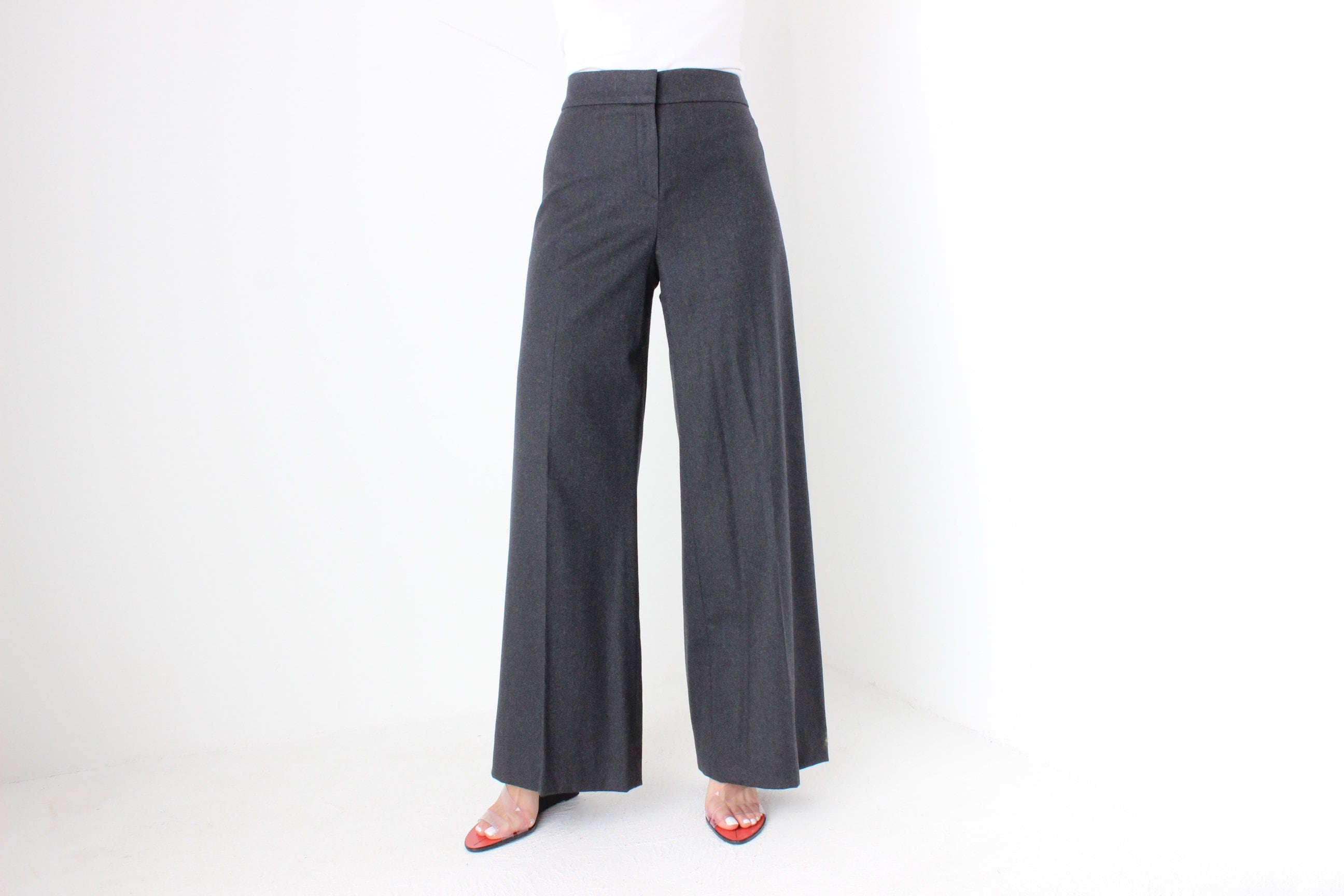 2008 Oscar De La Renta Wide Leg Wool Trousers