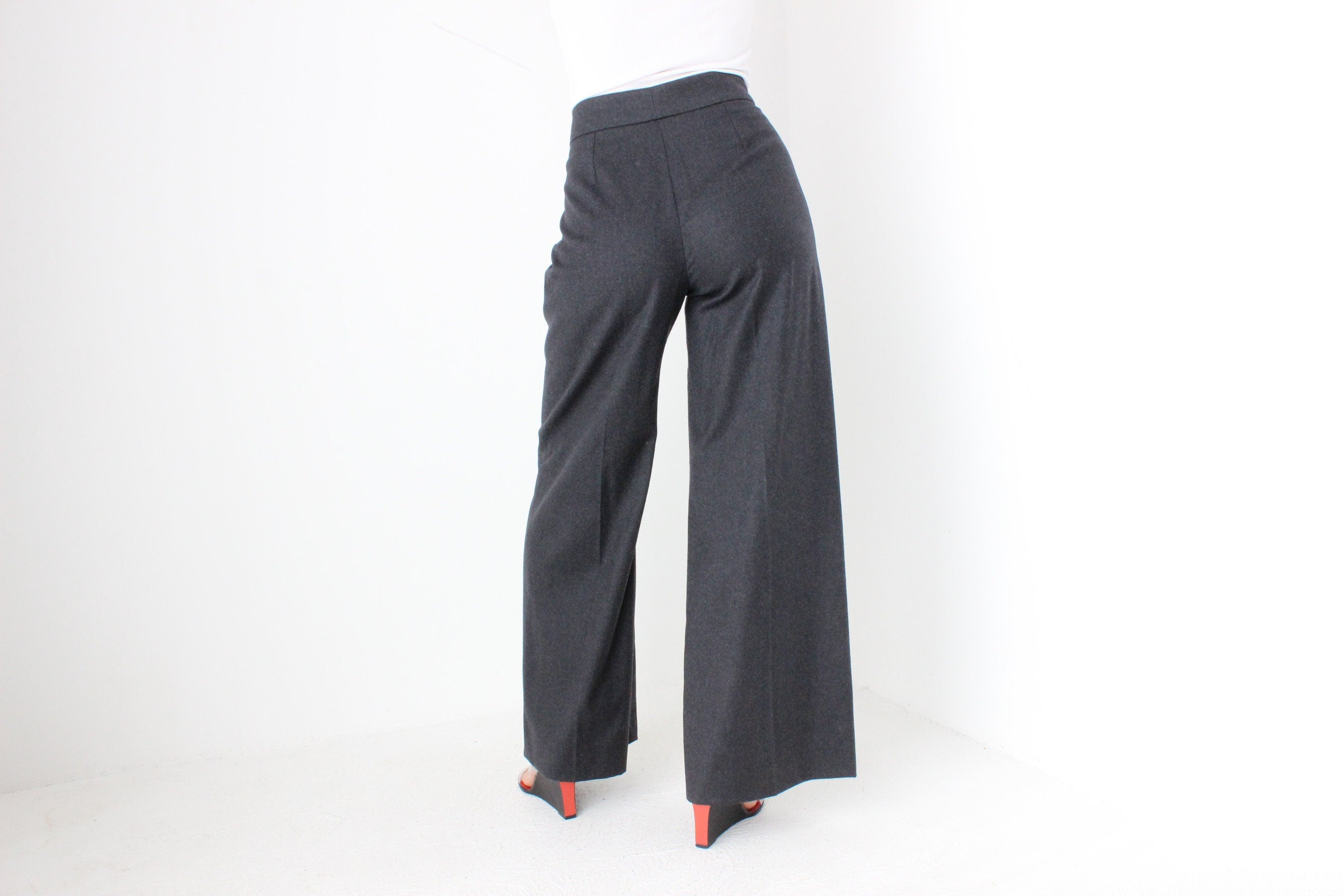 2008 Oscar De La Renta Wide Leg Wool Trousers