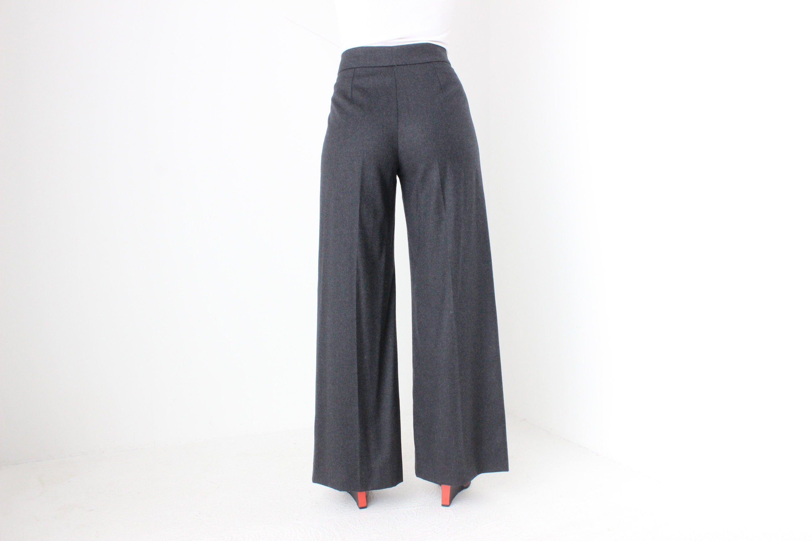 2008 Oscar De La Renta Wide Leg Wool Trousers