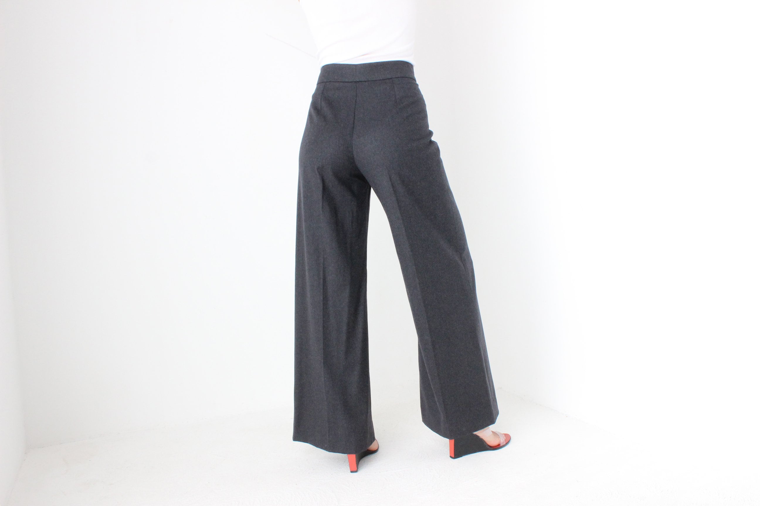 2008 Oscar De La Renta Wide Leg Wool Trousers