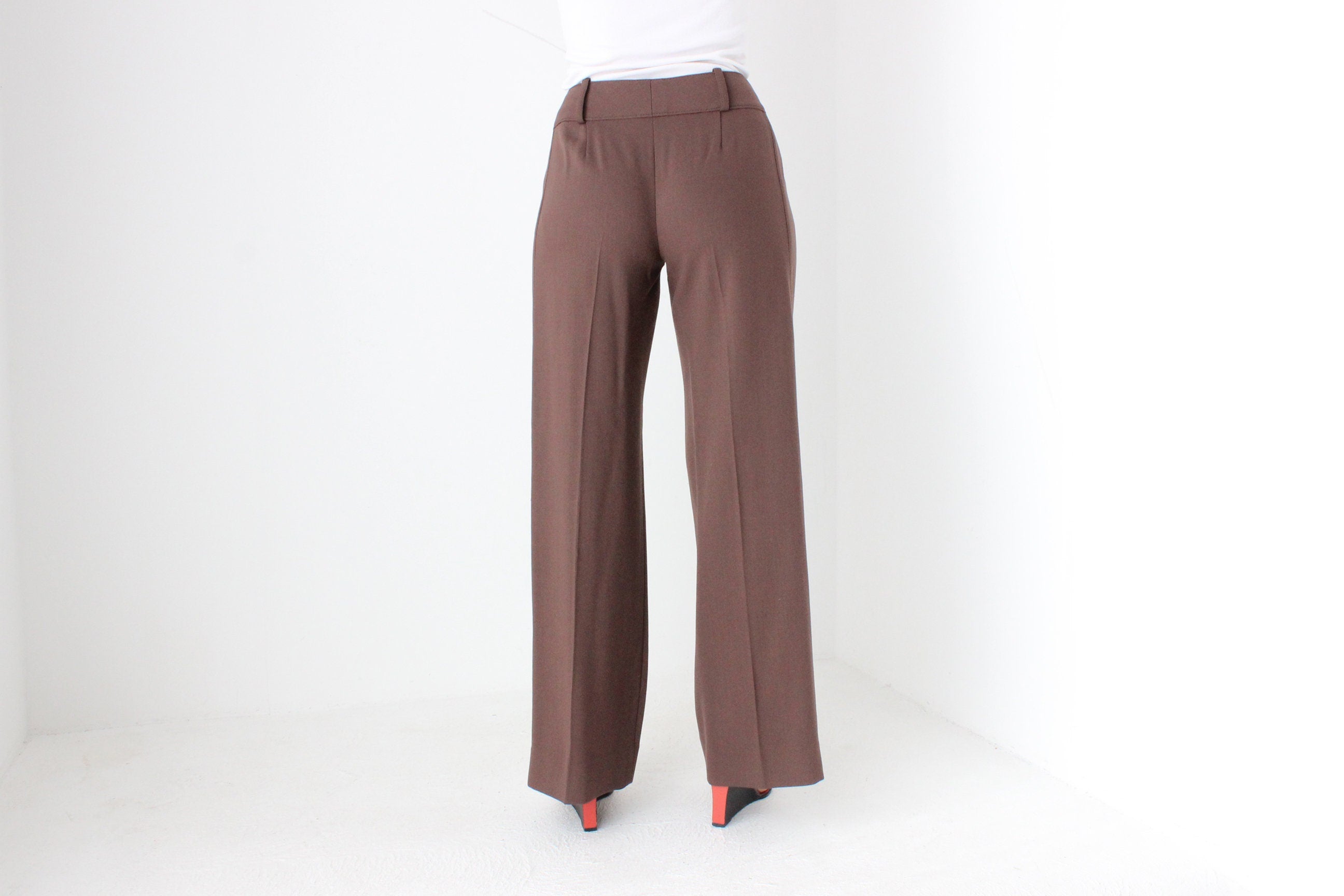 90s VALENTINO Vintage Pure Wool Chocolate Trousers