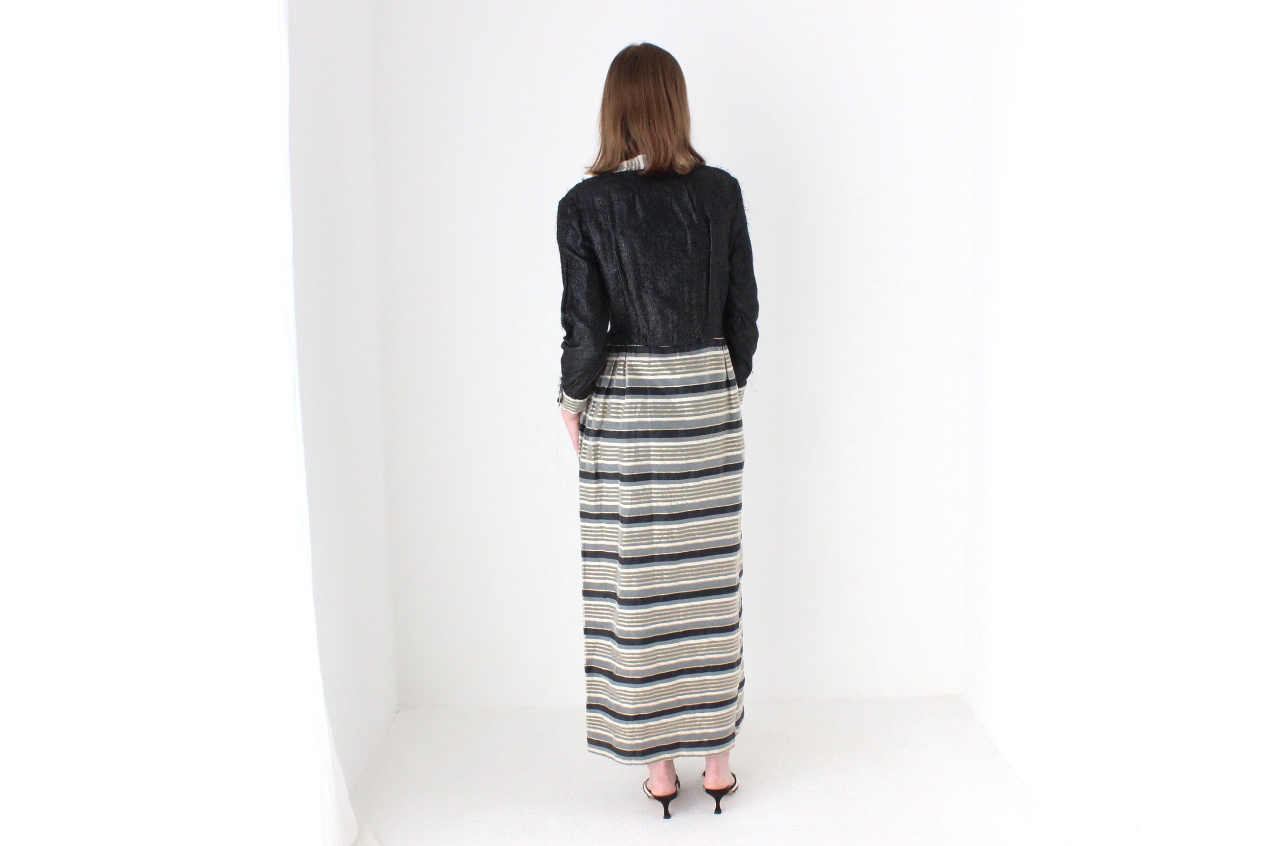Wild 70s Hand Made Metallic Hostess Cocktail Dress