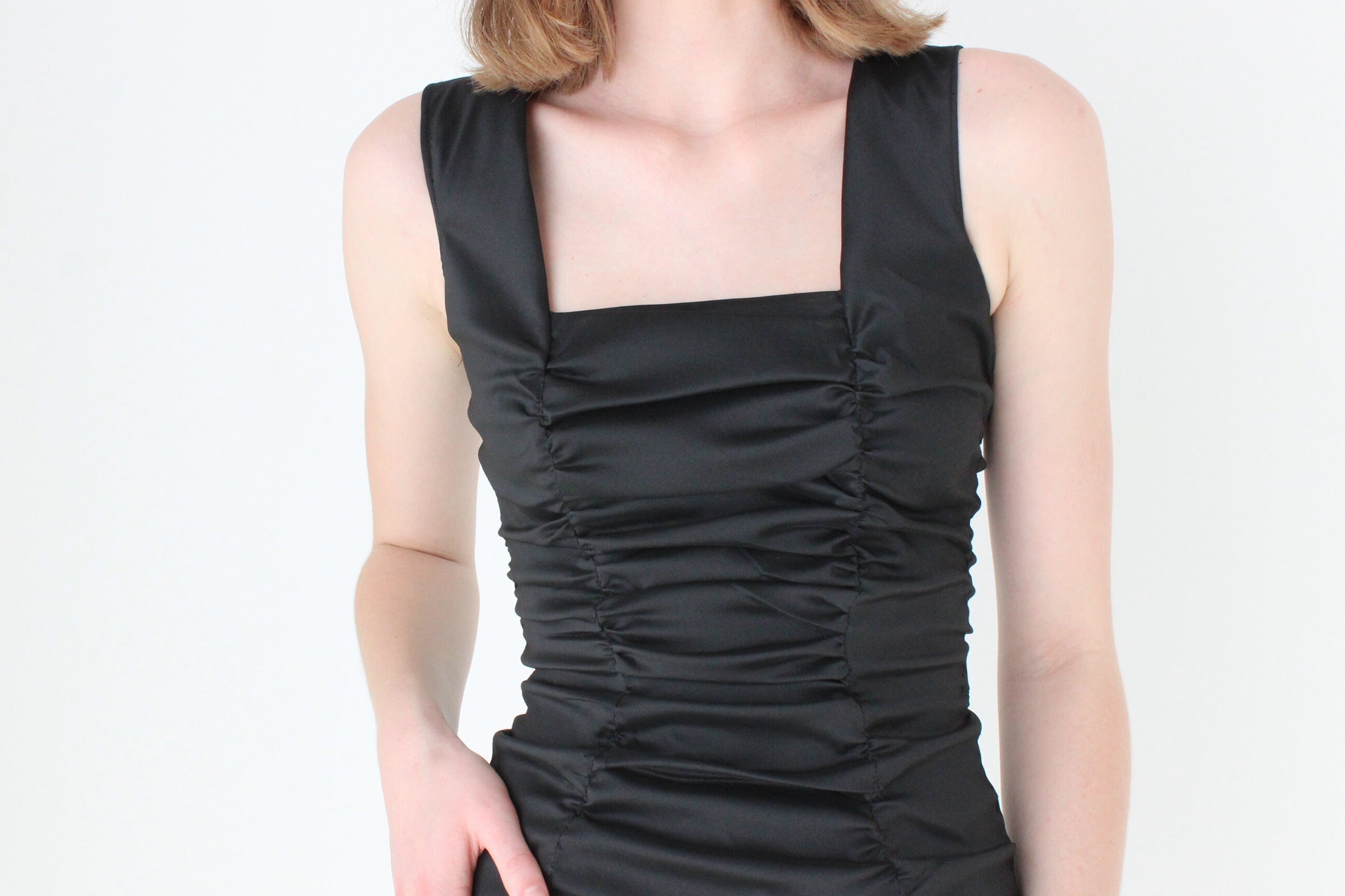 90s DOLCE & GABBANA Sexy Ruched Square Neck Cocktail Dress